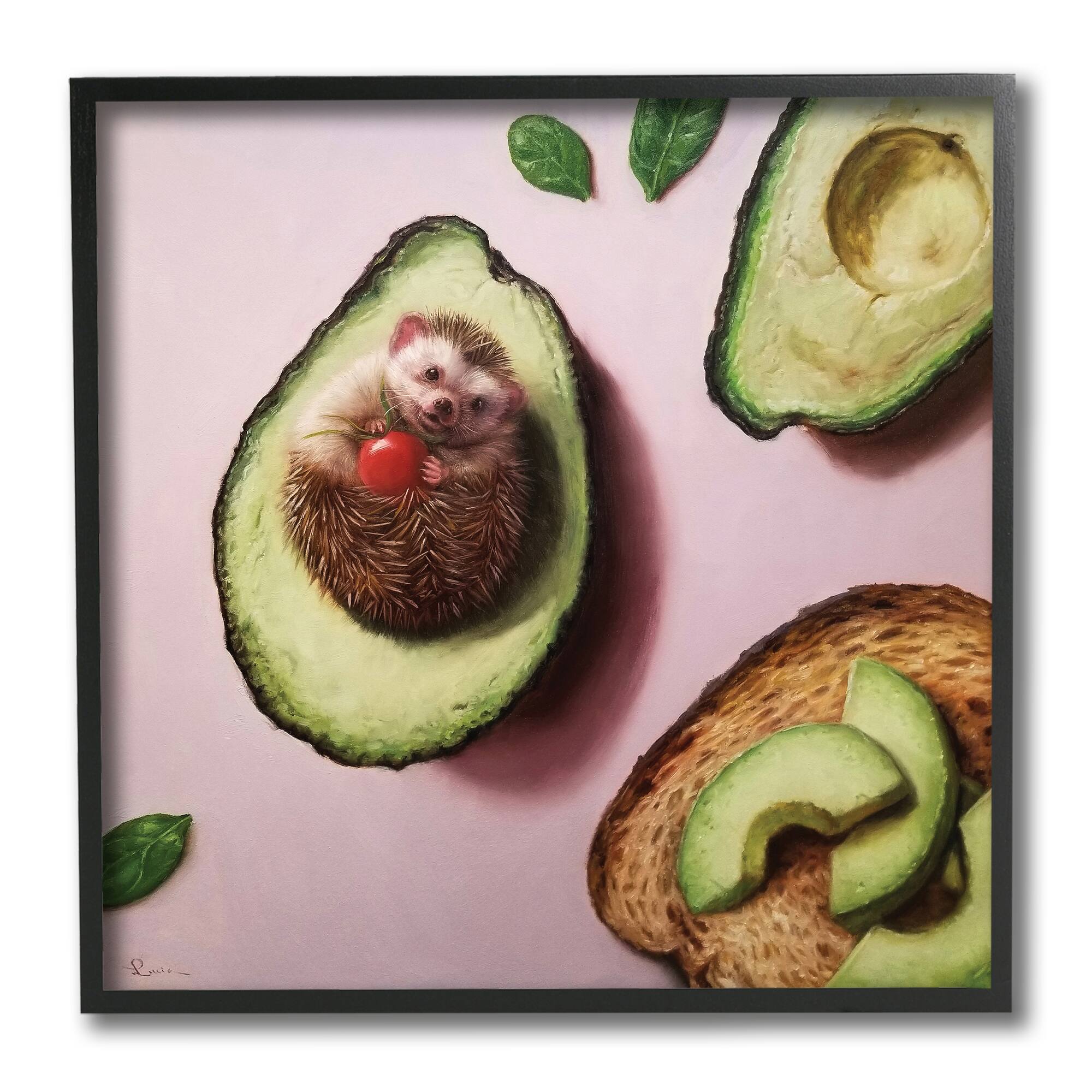 Stupell Industries Adorable Hedgehog Resting in Avocado, 12" x 12"