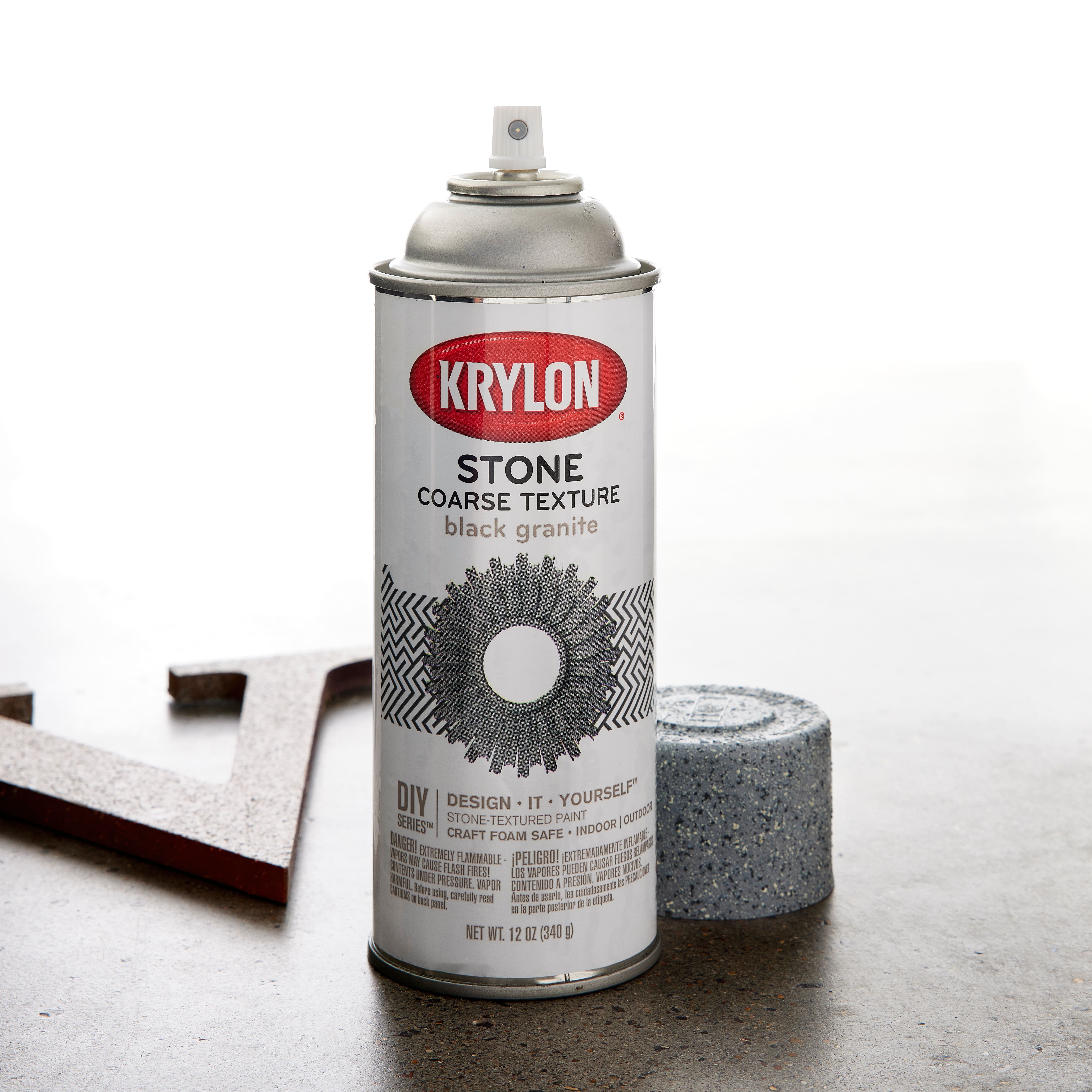 Krylon K18213 Coarse Stone Texture Finish Spray Paint, White Onyx