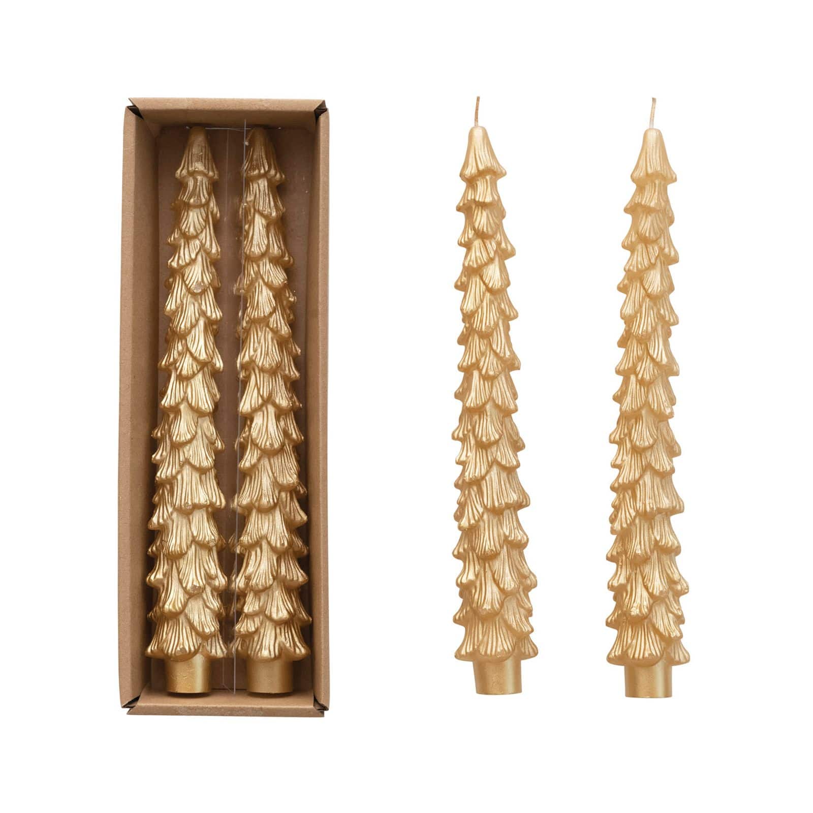 Hello Honey® Gold Unscented Tree Shaped Taper Candles Set