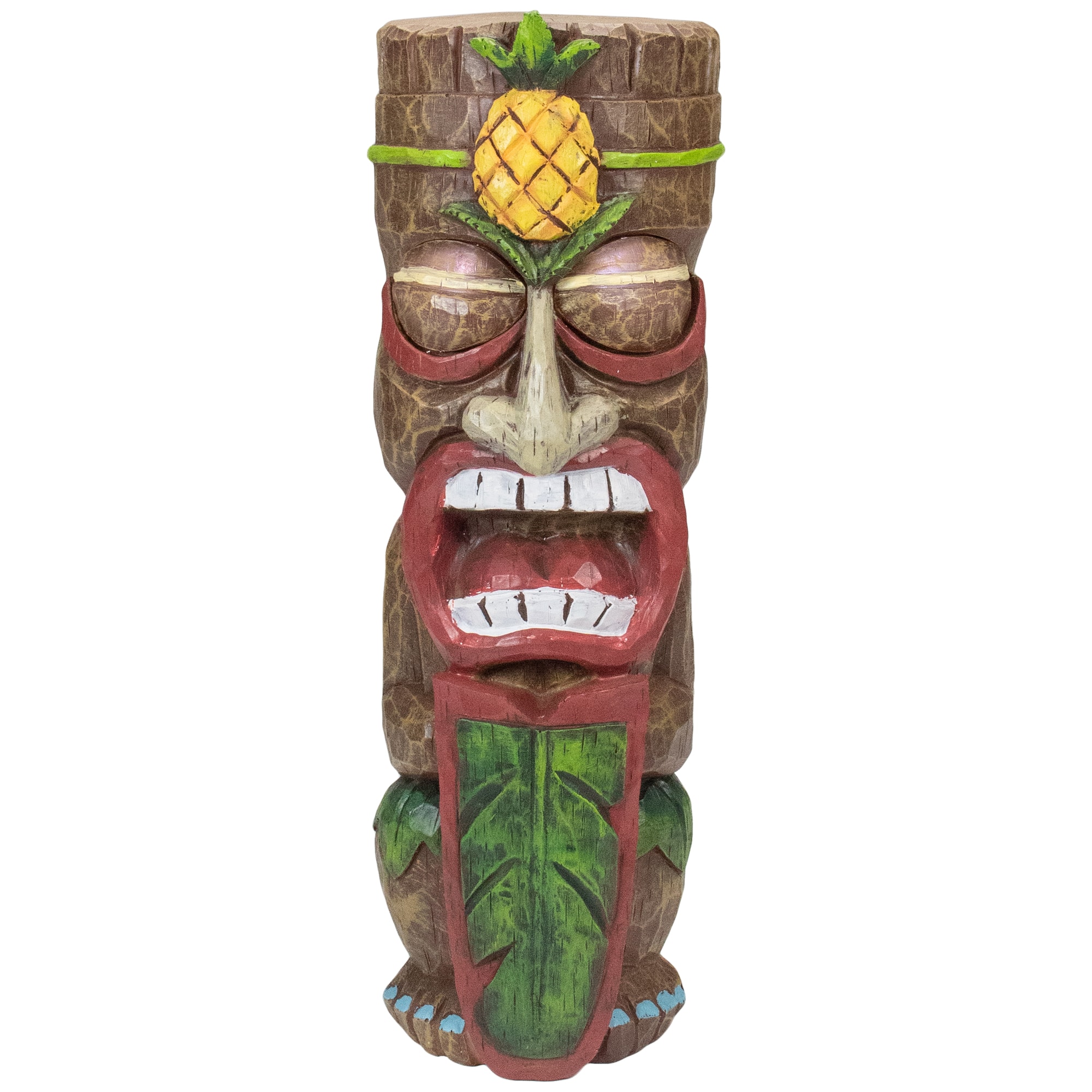 16&#x22; Solar Lighted Polynesian Outdoor Garden Tiki Statue