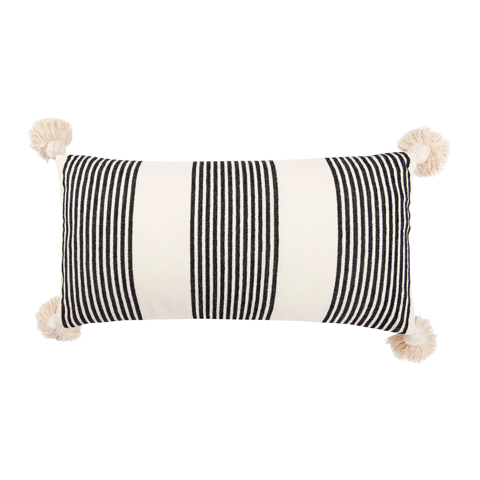 Black Stripes Cotton &#x26; Chenille Throw Pillow
