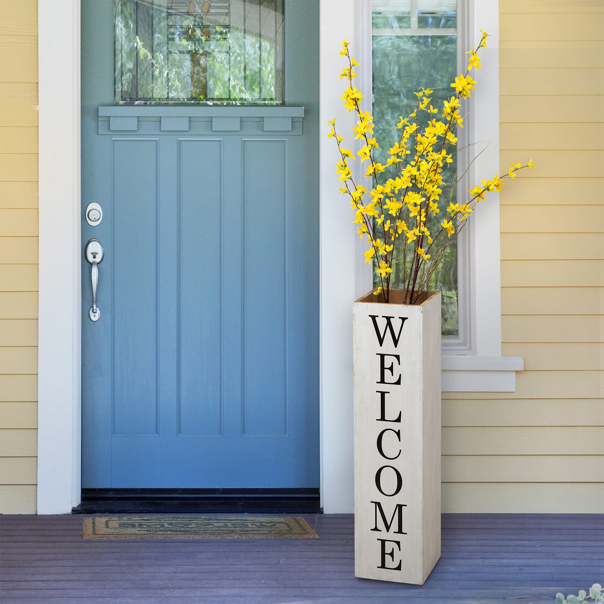 Glitzhome&#xAE; 30&#x22; Double Sided Whitewashed Wooden Porch Vase