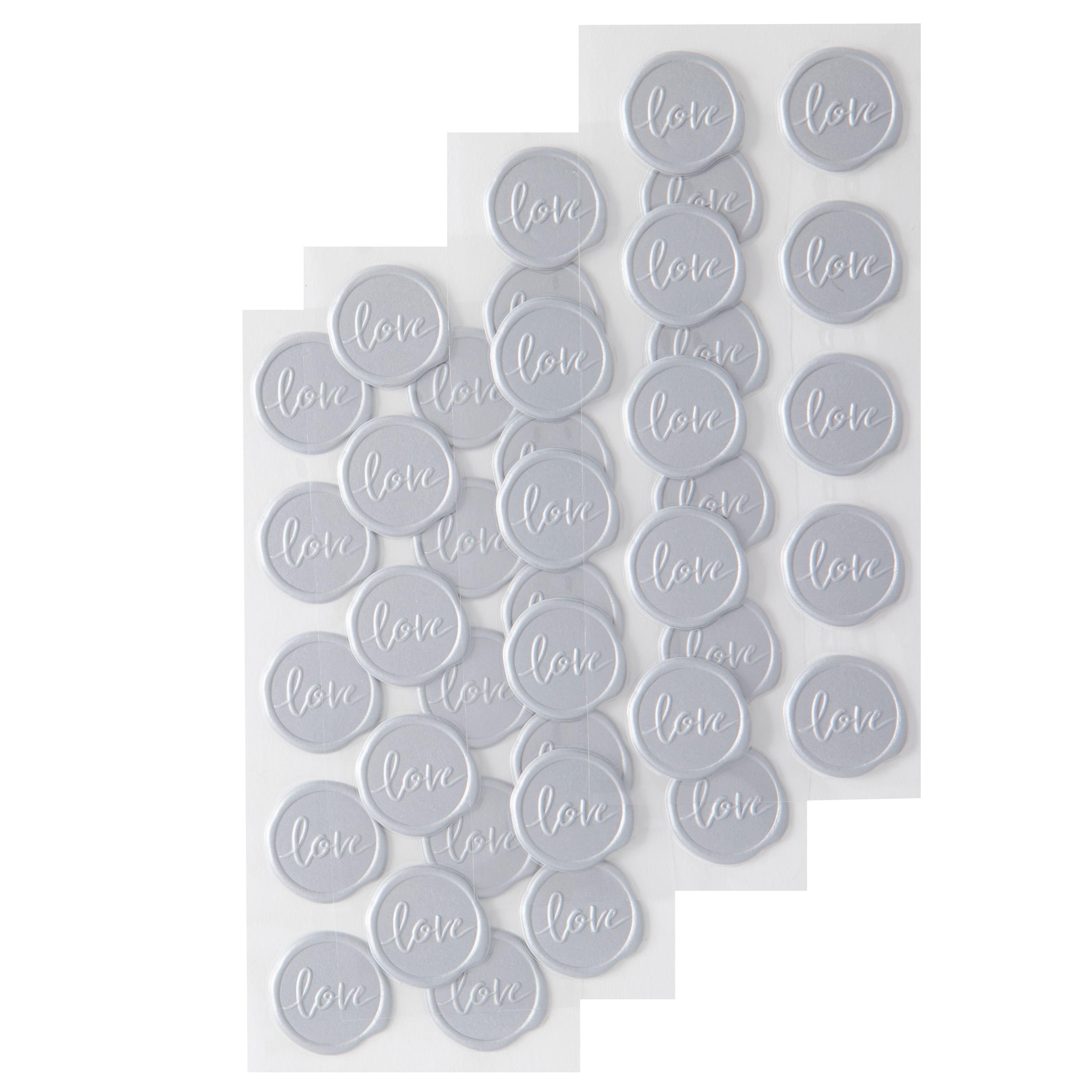 12 Packs: 40 ct. (480 total) Silver Love Faux Wax Envelope Seals by Recollections&#x2122;