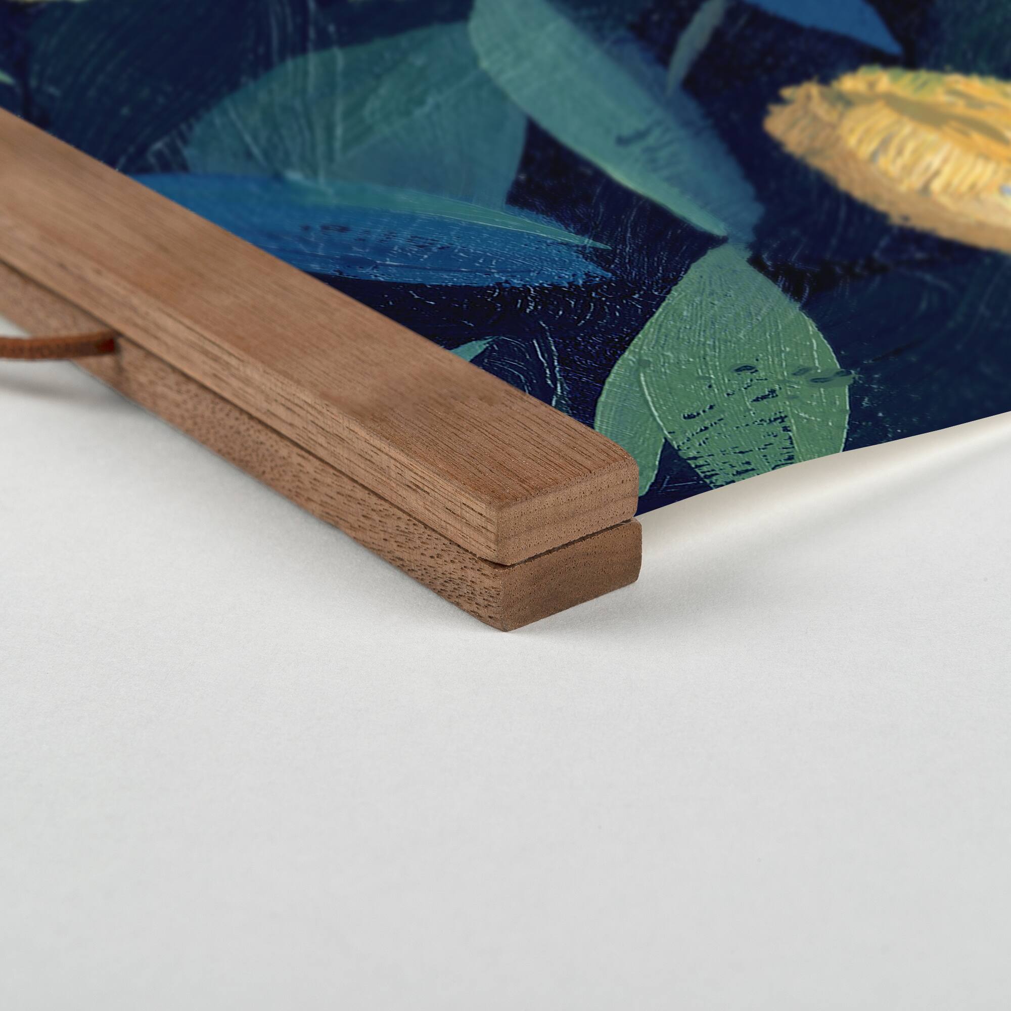 Lemon Tree Closeup Teak Hanging Canvas