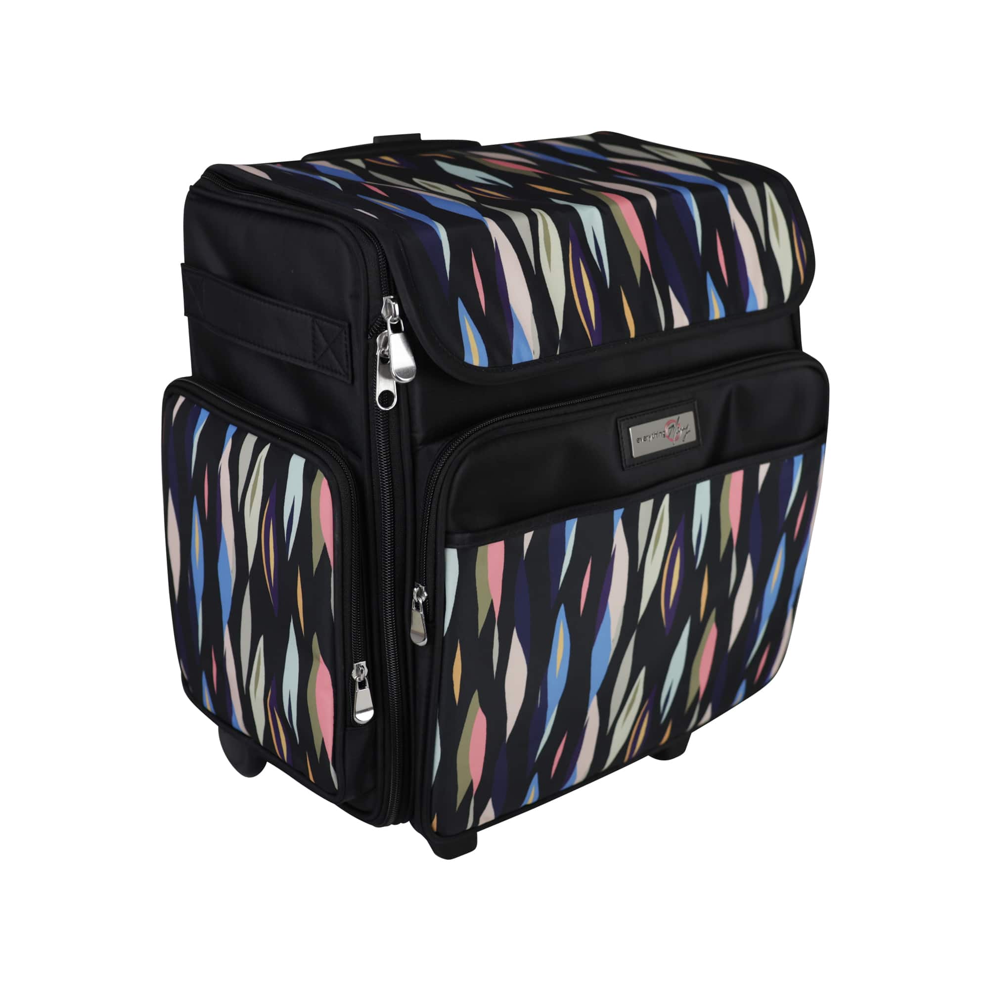 Everything Mary Black Abstract Stripes Rolling Craft Bag