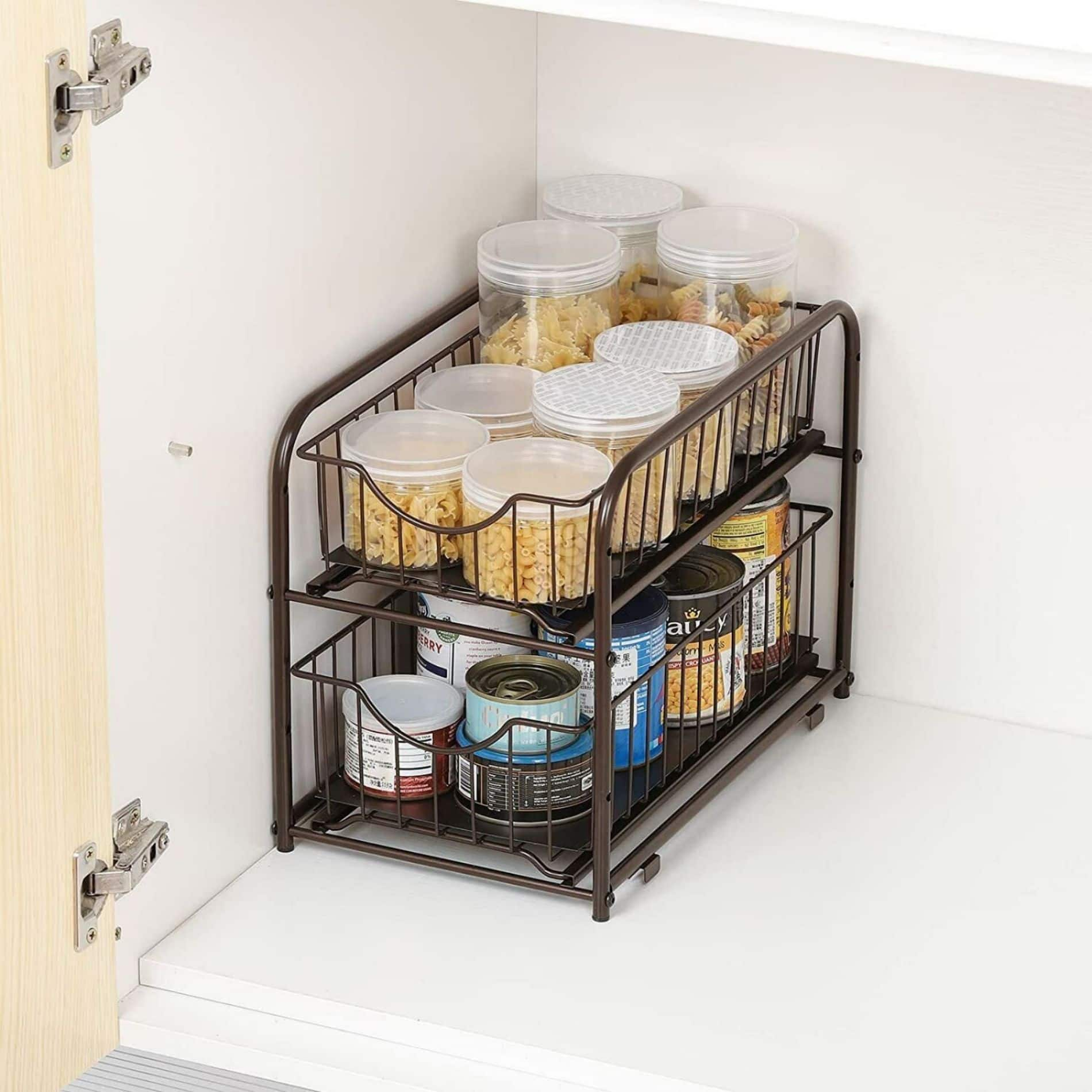 2-Tier Stackable Sliding Basket Cabinet Organizers, 2ct.