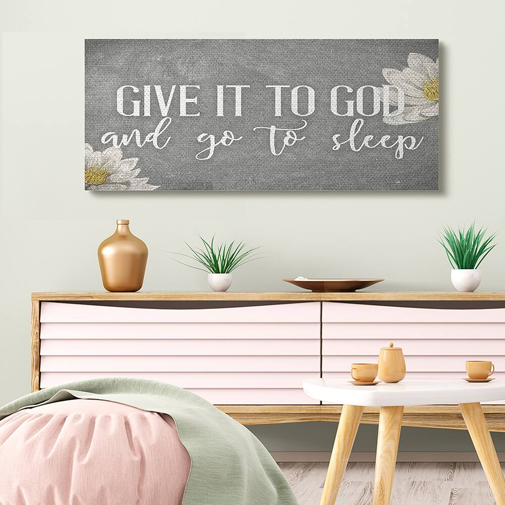 Stupell Industries Give It to God Phrase Rustic Distressed Grey Canvas Wall Art