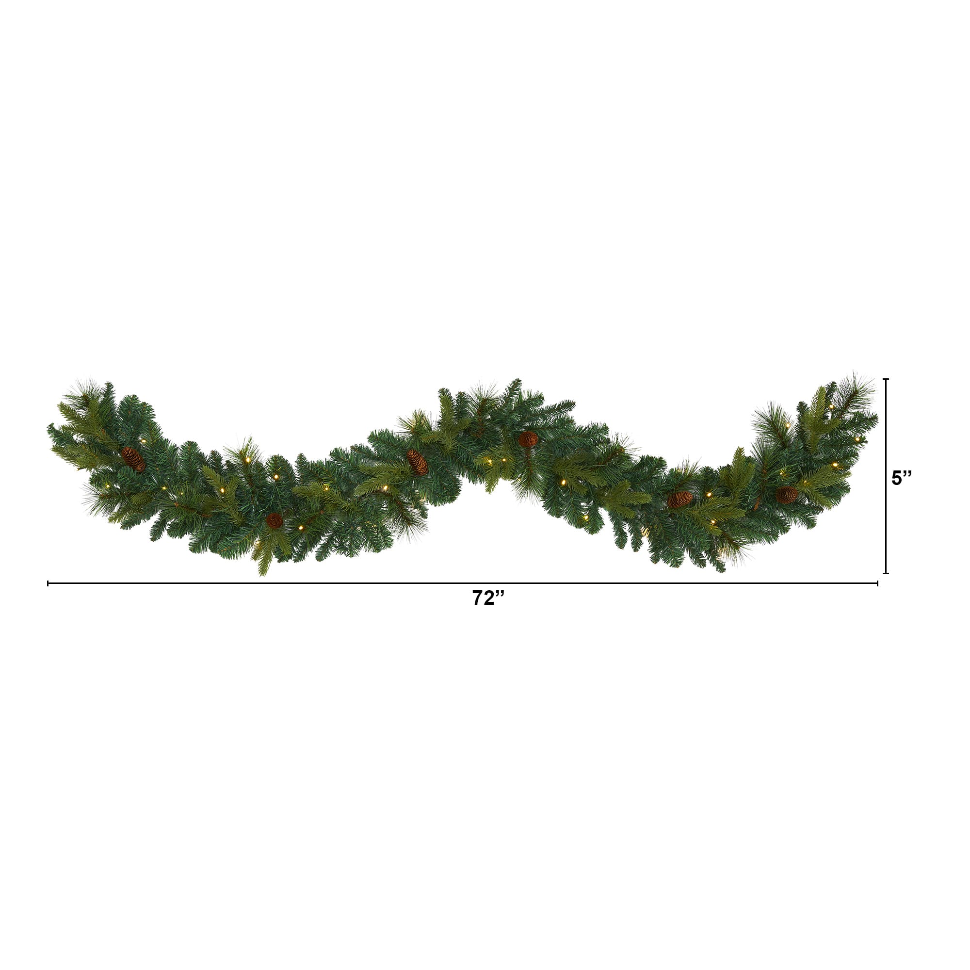 6ft. Pre-Lit Clear LED Mixed Pine & Pinecone Artificial Garland
