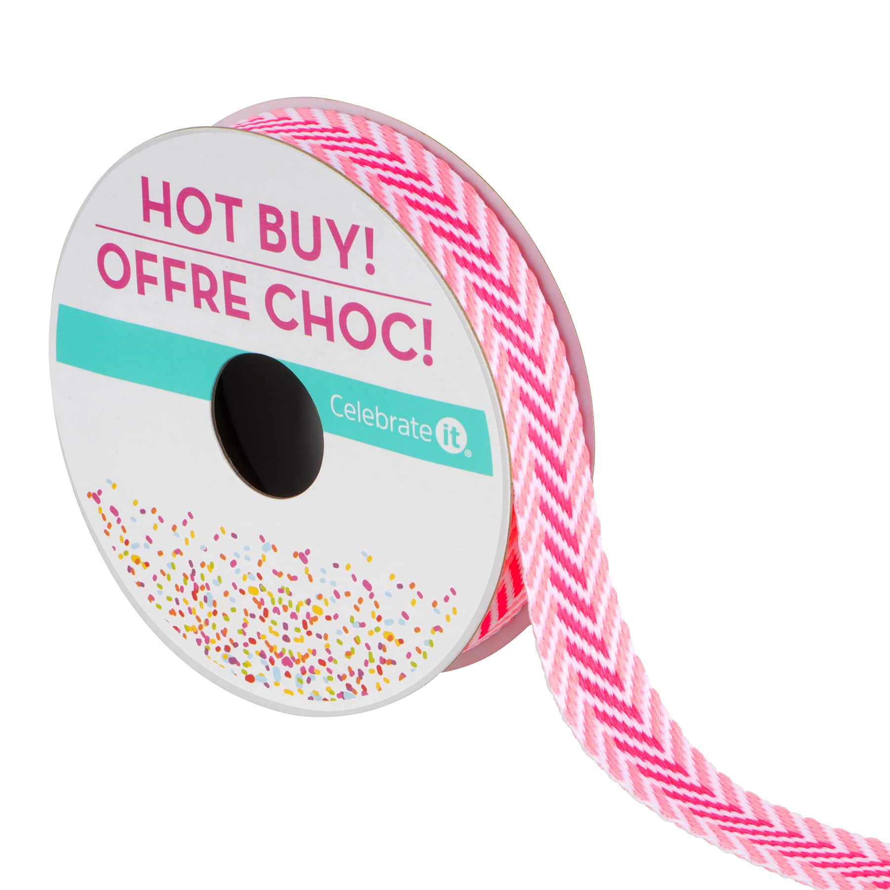 5/8&#x22; x 5yd. Pink &#x26; Red Twill Ribbon by Celebrate It&#xAE; Hot Buy!