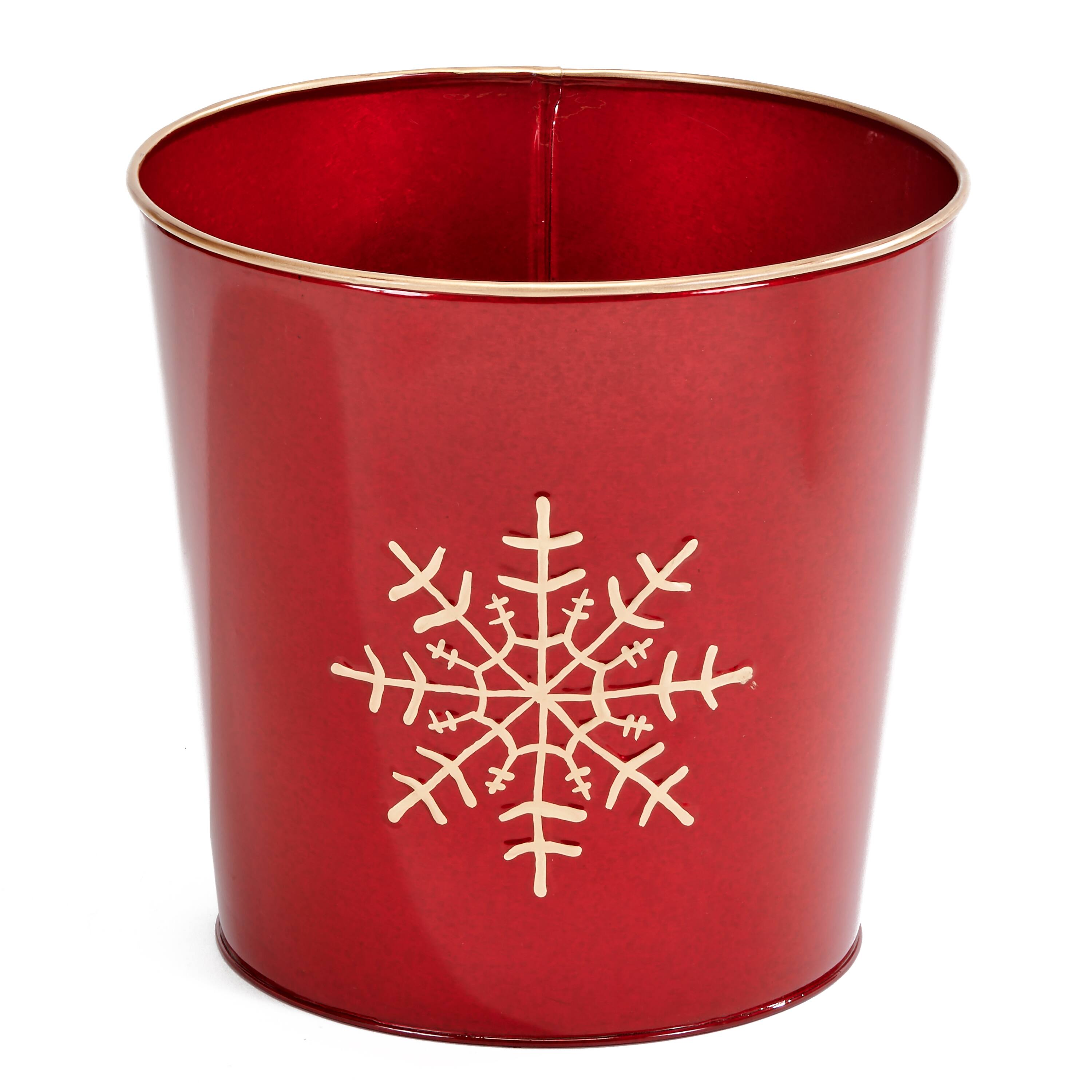 Red & Gold Snowflake Christmas Planter Buckets, 2ct.