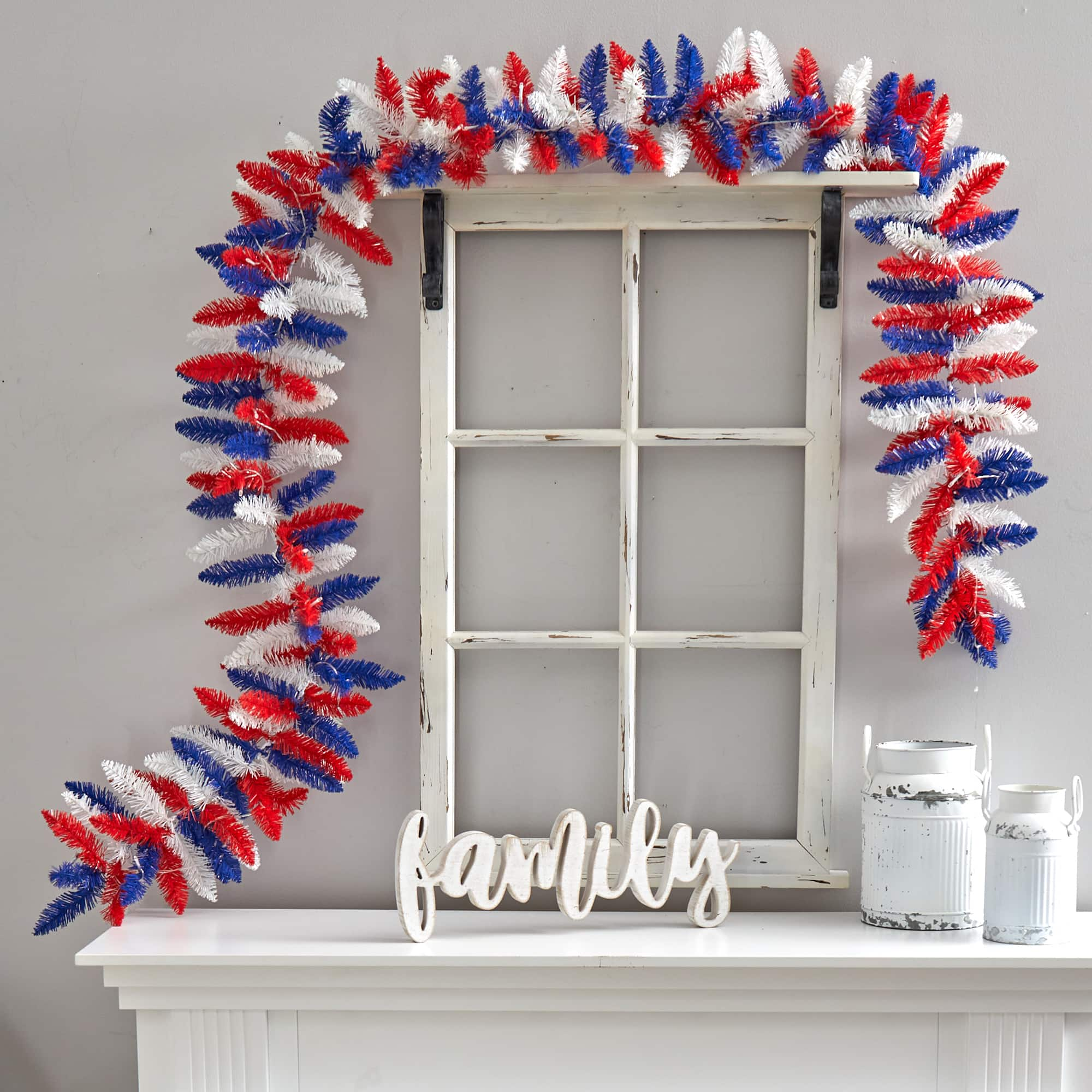 9ft. Warm LED Light Patriotic Garland