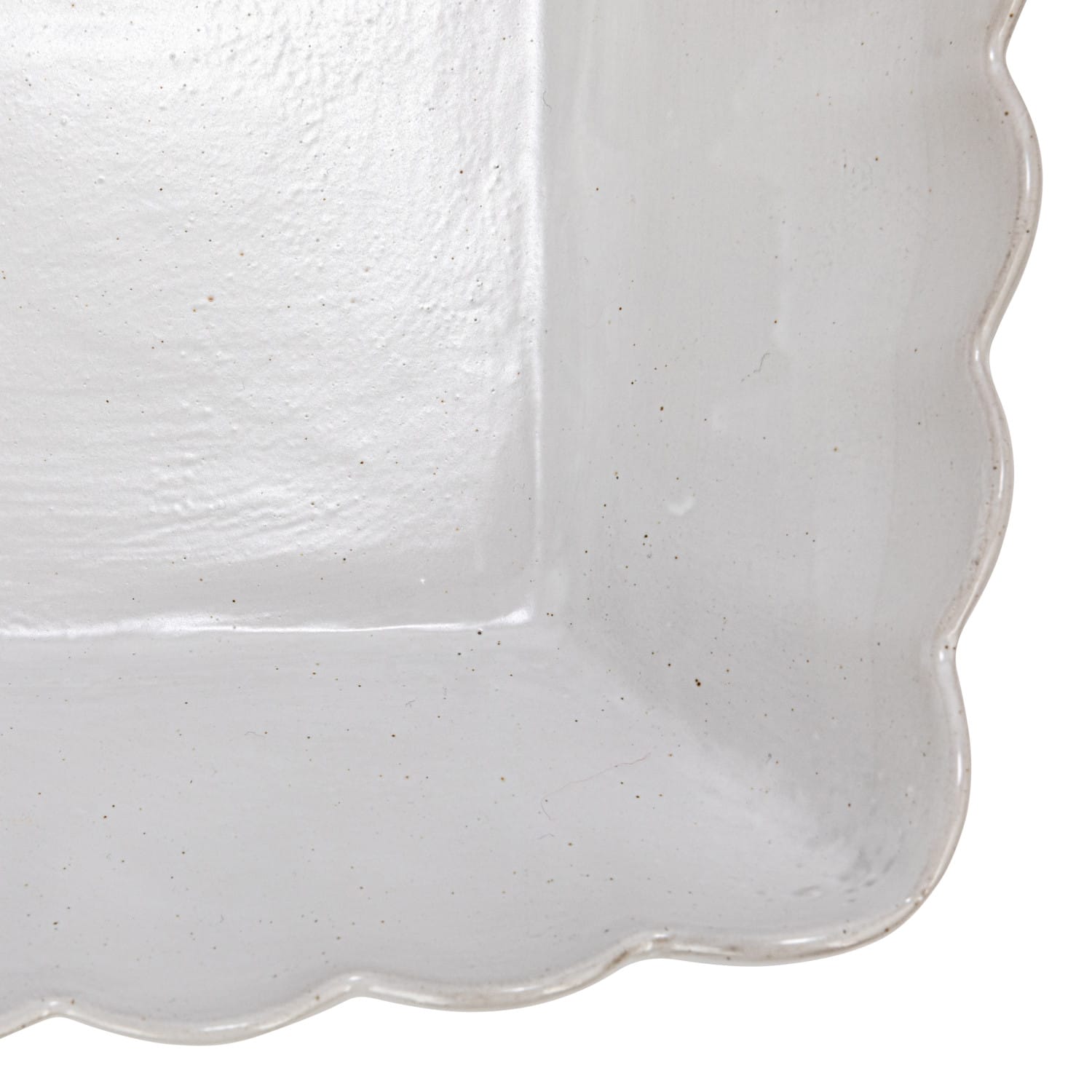 Matte White Square Stoneware Scalloped Edge Serving Dish Set