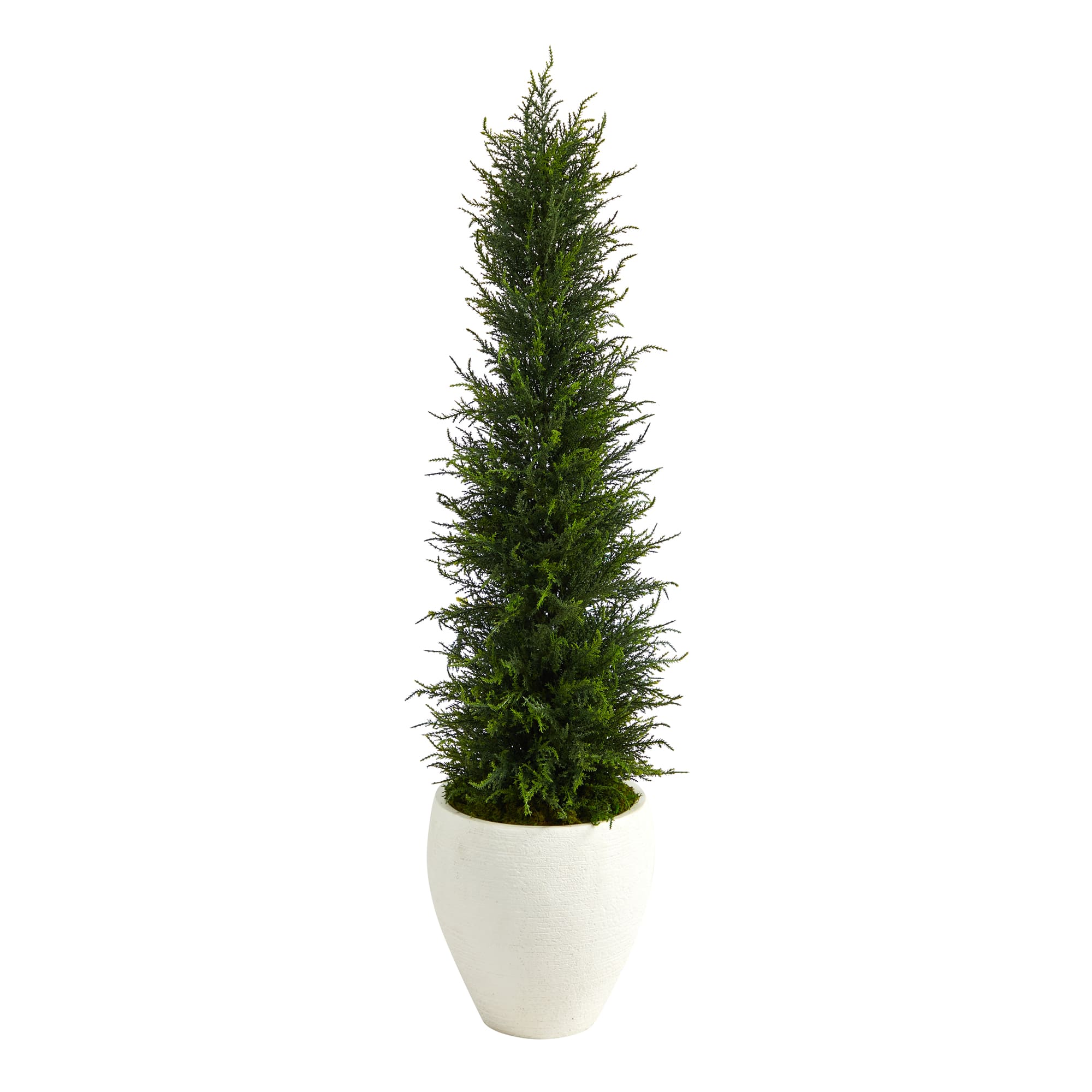 4ft. Cypress UV Resistant Artificial Tree in White Planter