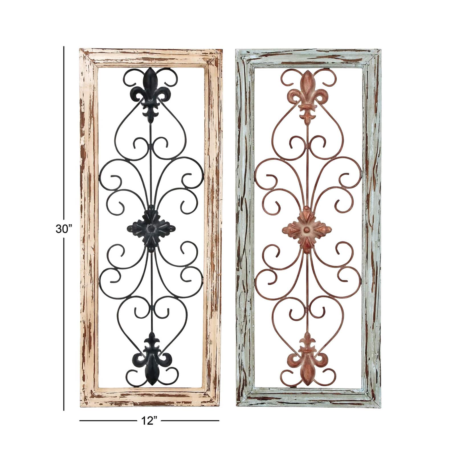 Set of 2 Multi Colored Wood Rustic Wall Decor, 12&#x22; x 30&#x22;
