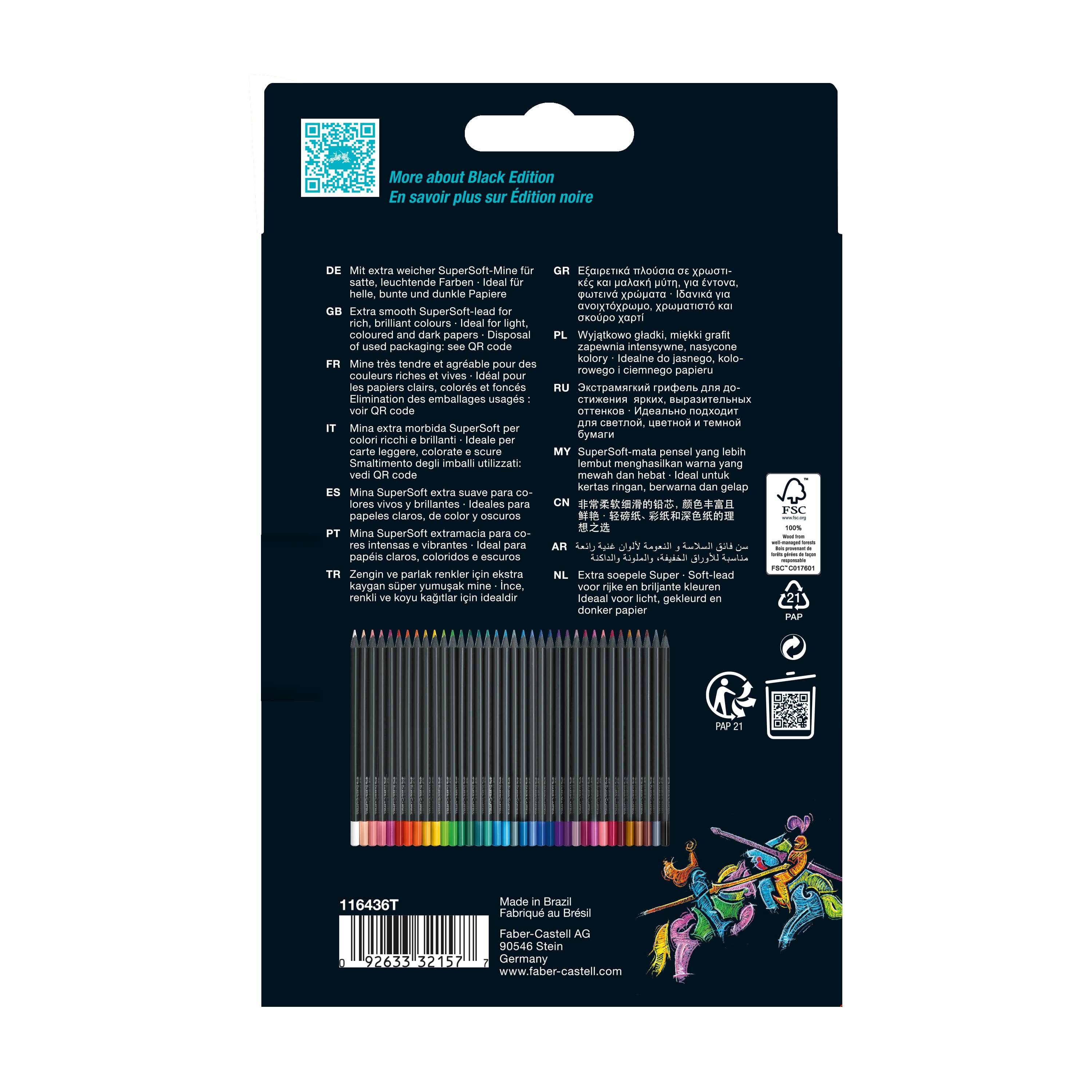 Faber-Castell® 36 Colour Black Edition Coloured Pencils