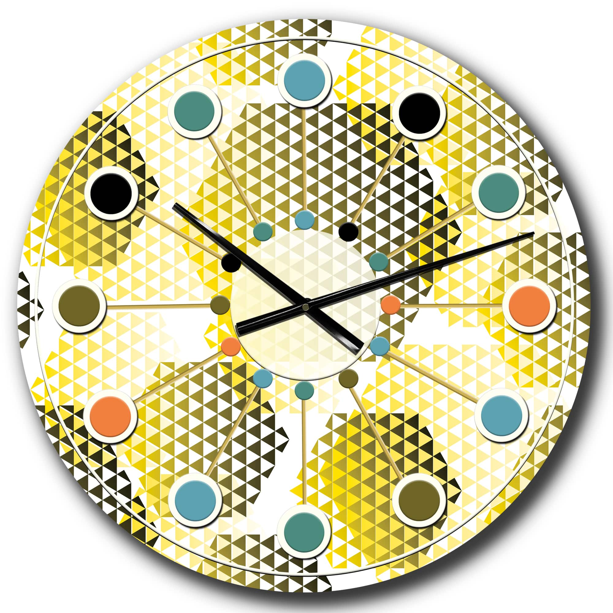 Designart &#x27;Retro Hexagon Pattern Xi Mid-Century Modern Wall Clock