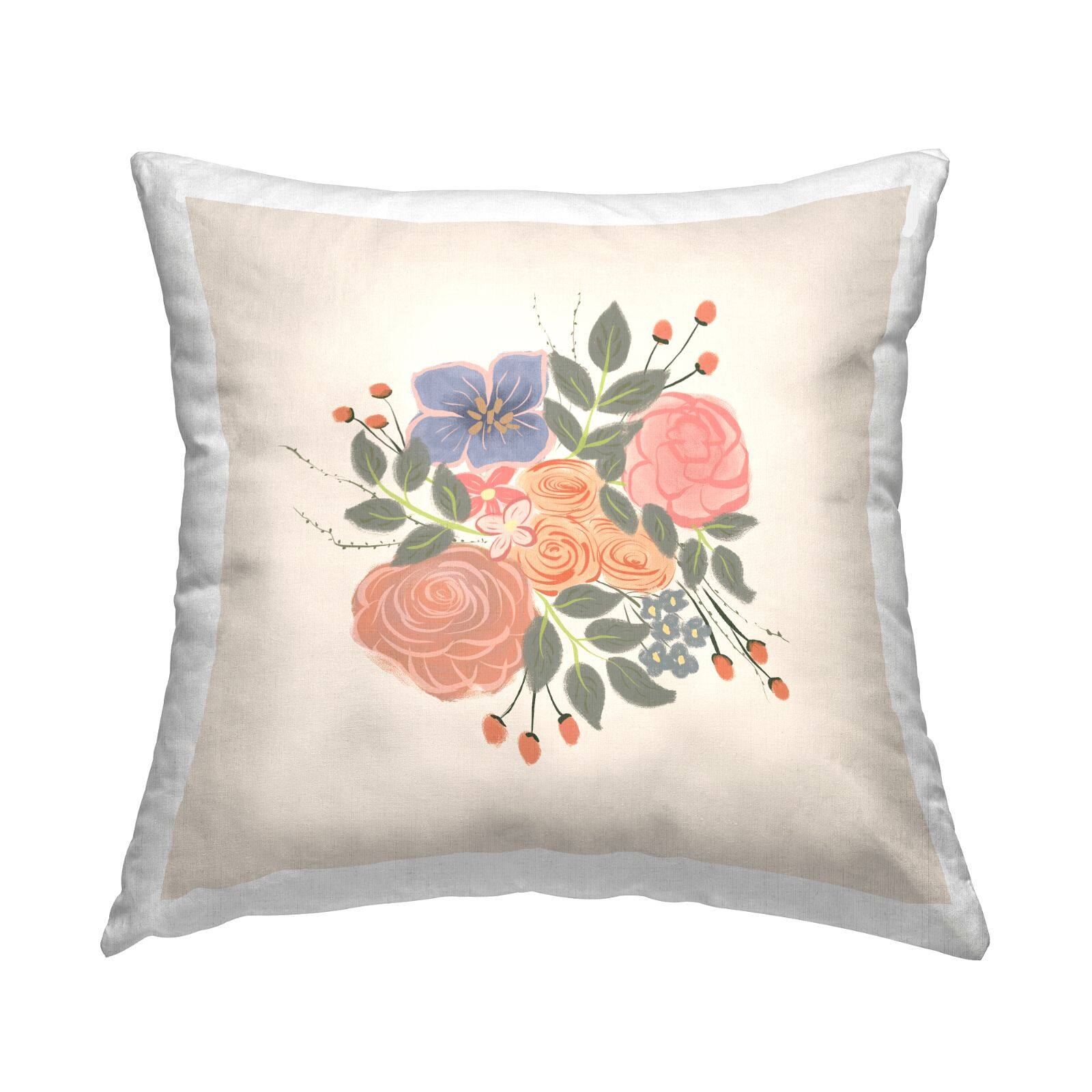 Stupell Industries Delicate Blooming Flower Buds Casual Bouquet Throw Pillow, 18" x 18"