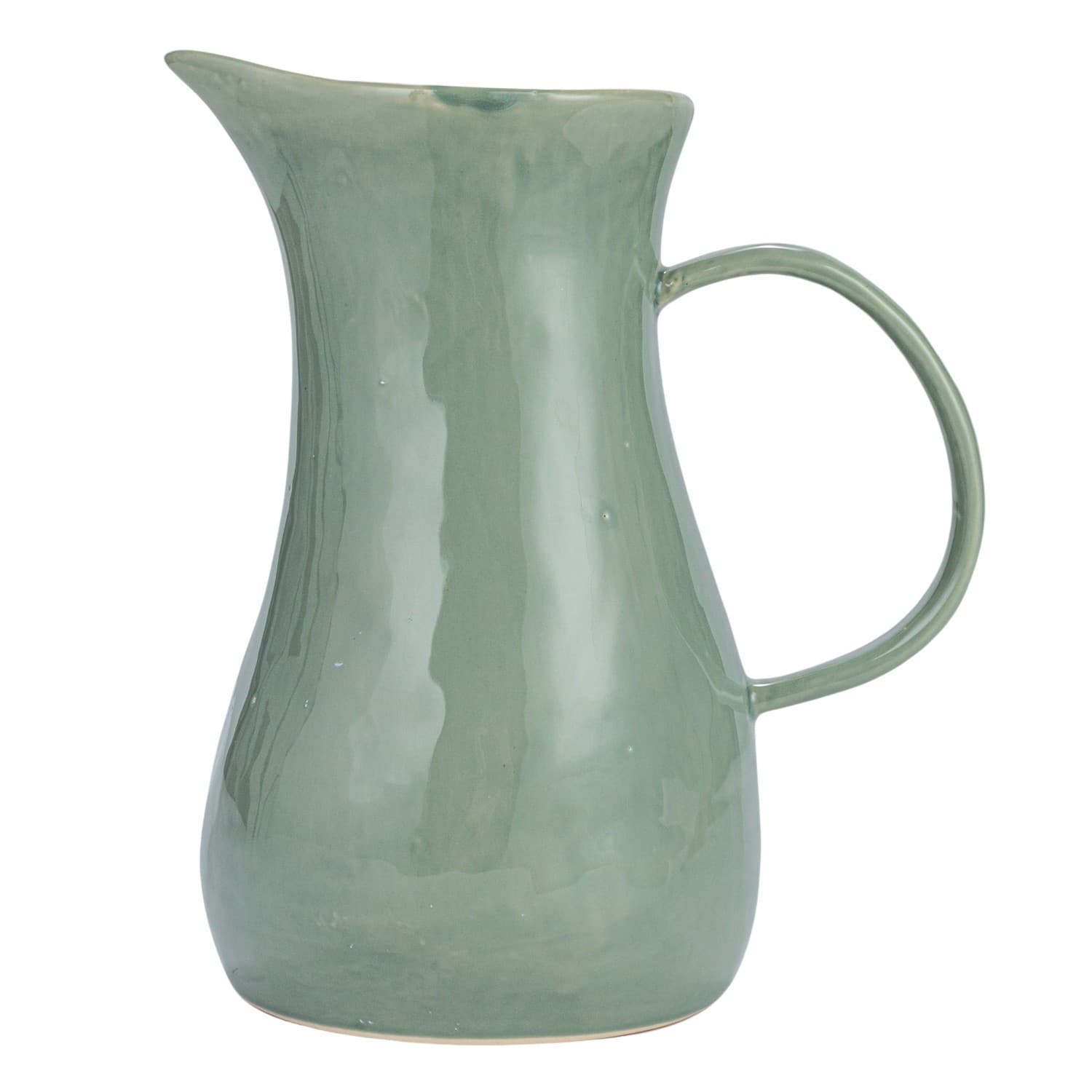 10&#x22; Hand-Painted Wax Relief Pattern Stoneware Pitcher