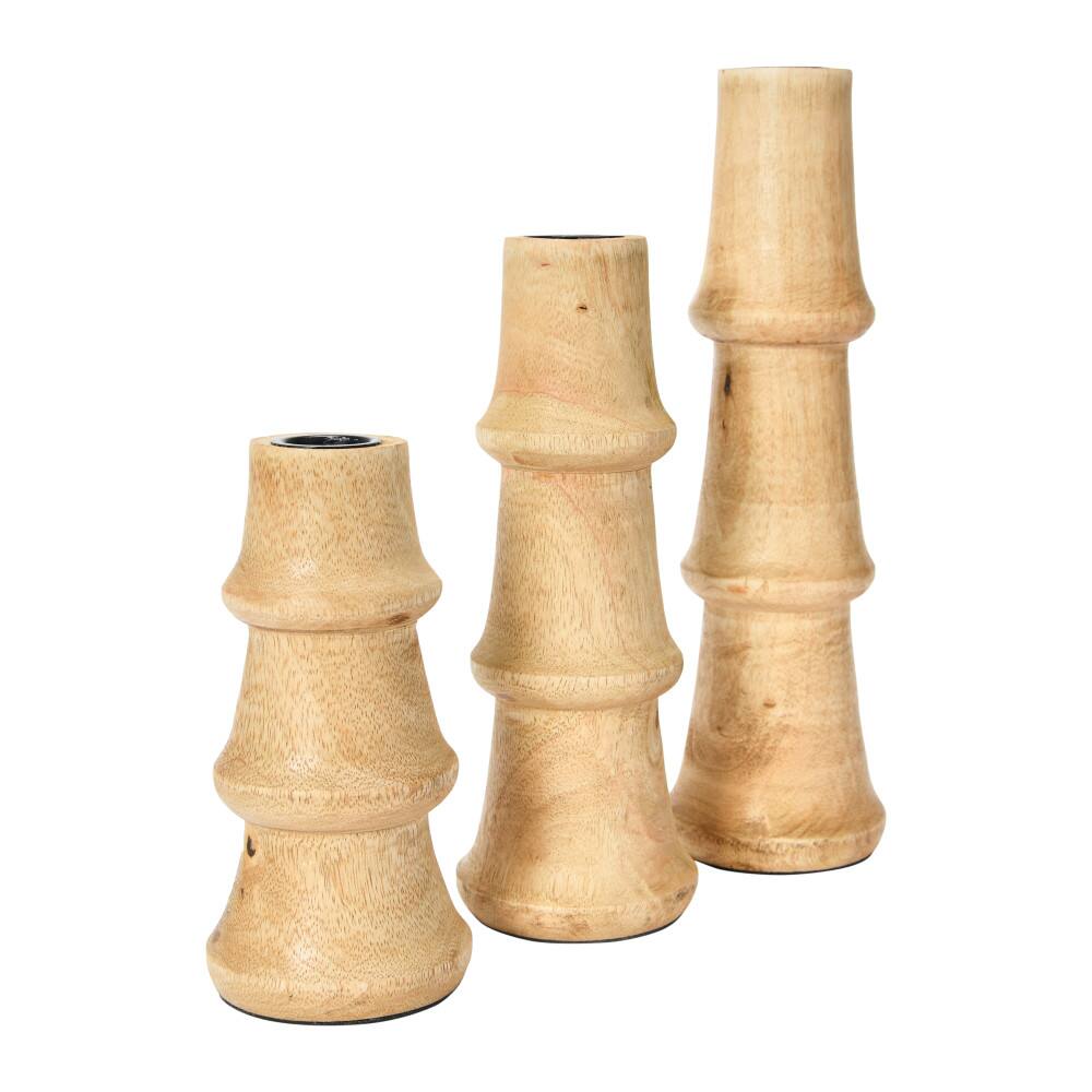 Hello Honey&#xAE; Wooden Waves Taper Candle Holder Set