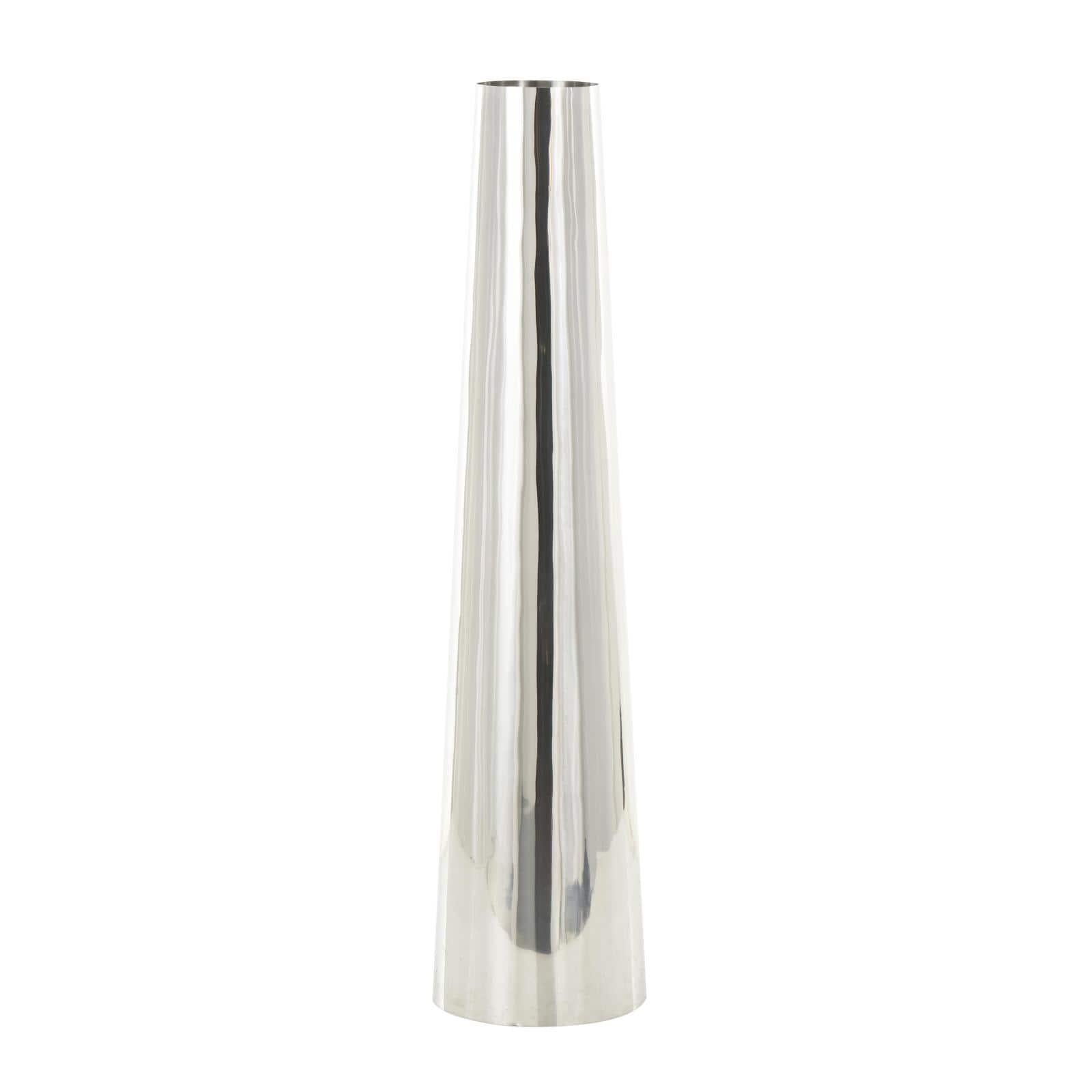 Silver Stainless Steel Metal Minimalistic Tall Floor Cone Vase