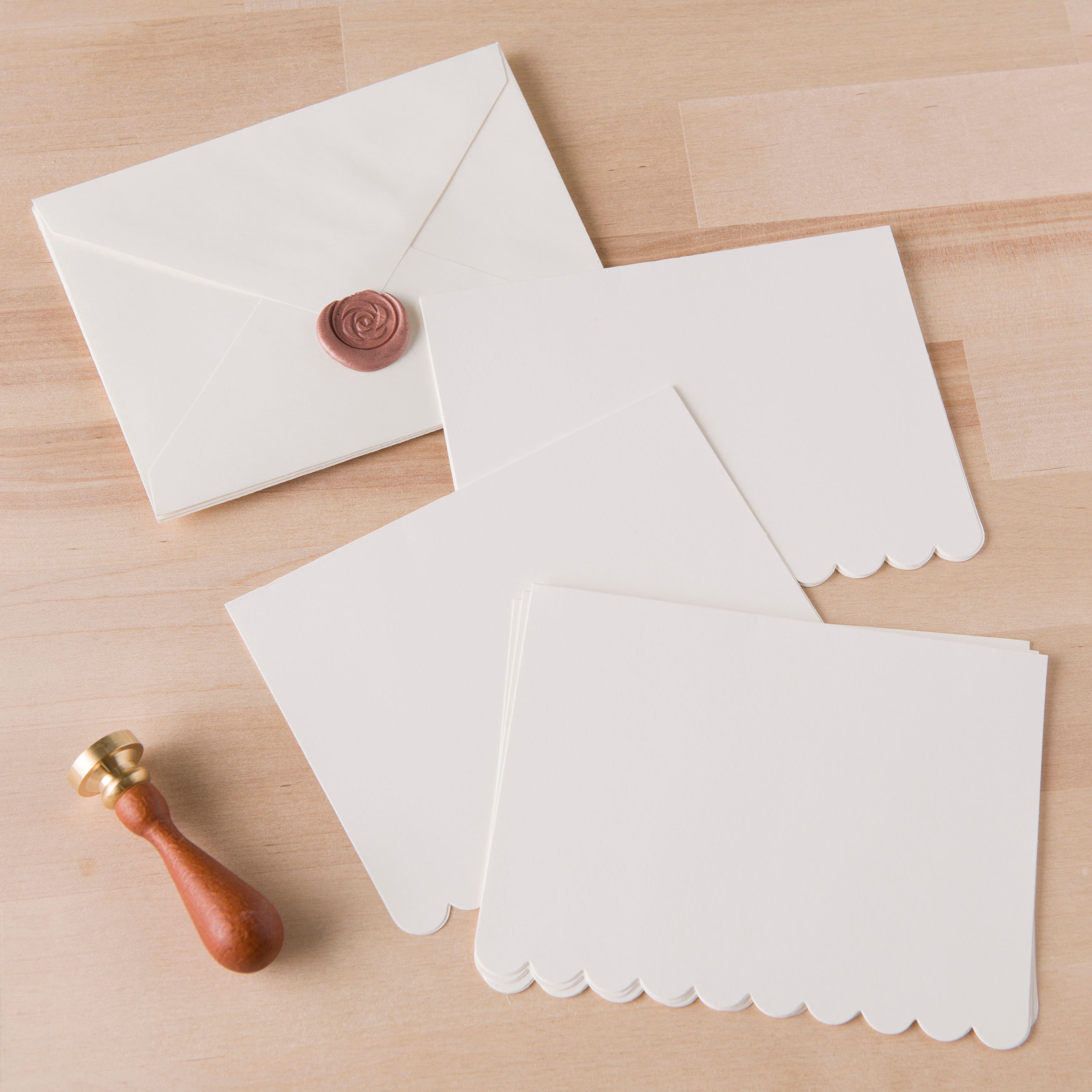 12 Packs: 10 ct. (120 total) 4.25&#x22; x 5.5&#x22; Ivory Scalloped Cards &#x26; Envelopes by Recollections&#x2122;