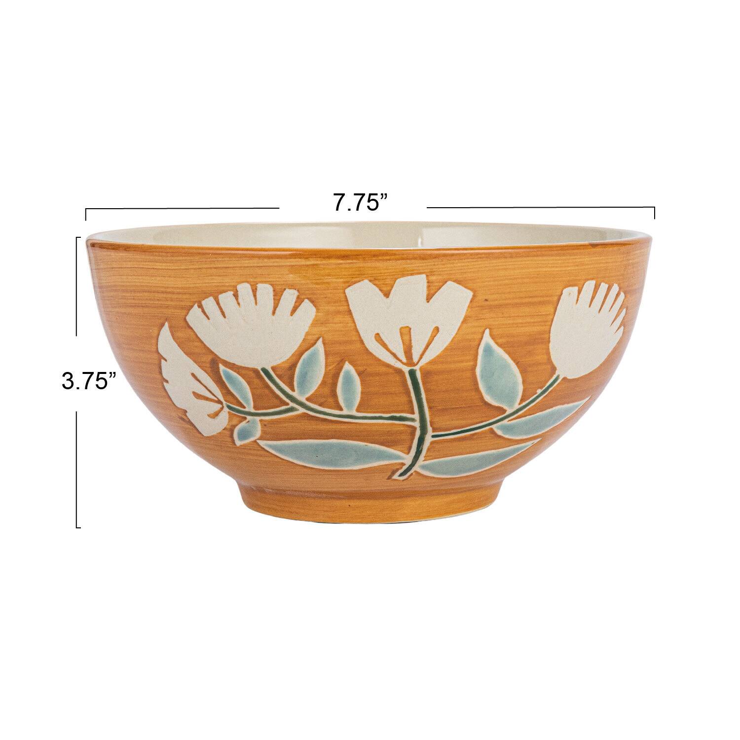 Hello Honey® 8" Hand-Painted Wax Relief Pattern Stoneware Bowls, 6ct.