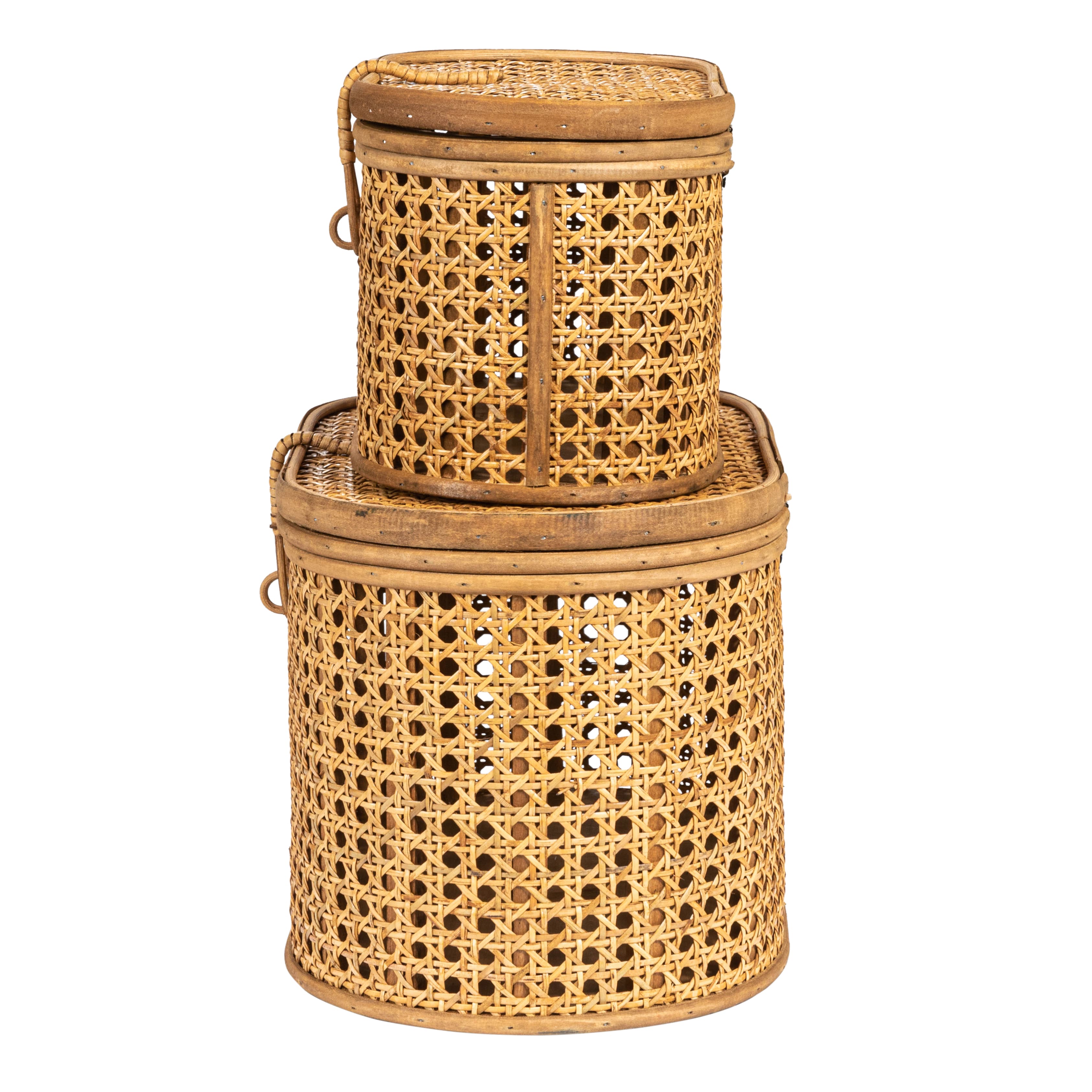 Modern Decorative Oval Woven Rattan Storage Box Set