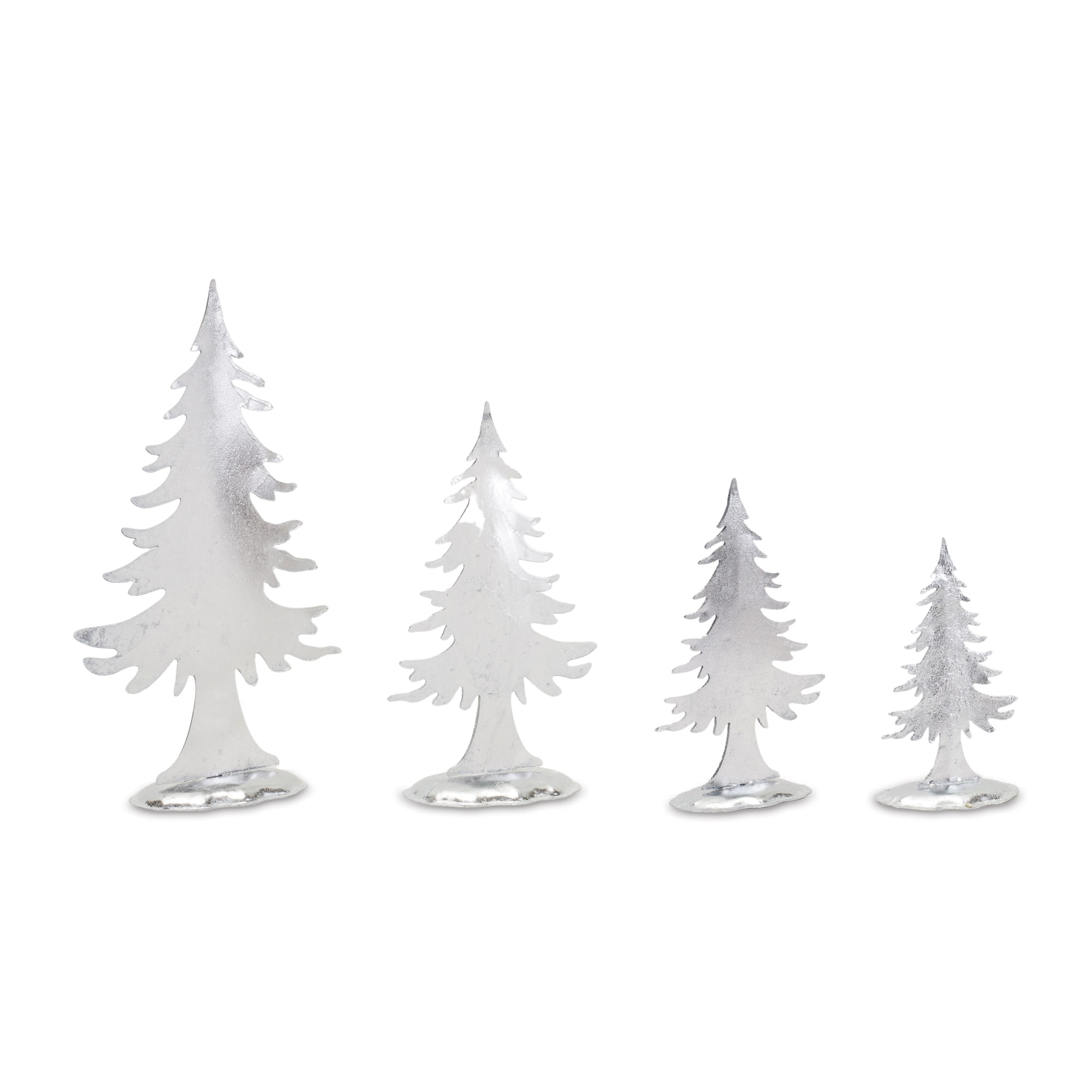 Silver Cut Out Metal Pine Trees D&#xE9;cor Set, 16.25&#x22;, 12.25&#x22;, 10&#x22; &#x26; 8&#x22;