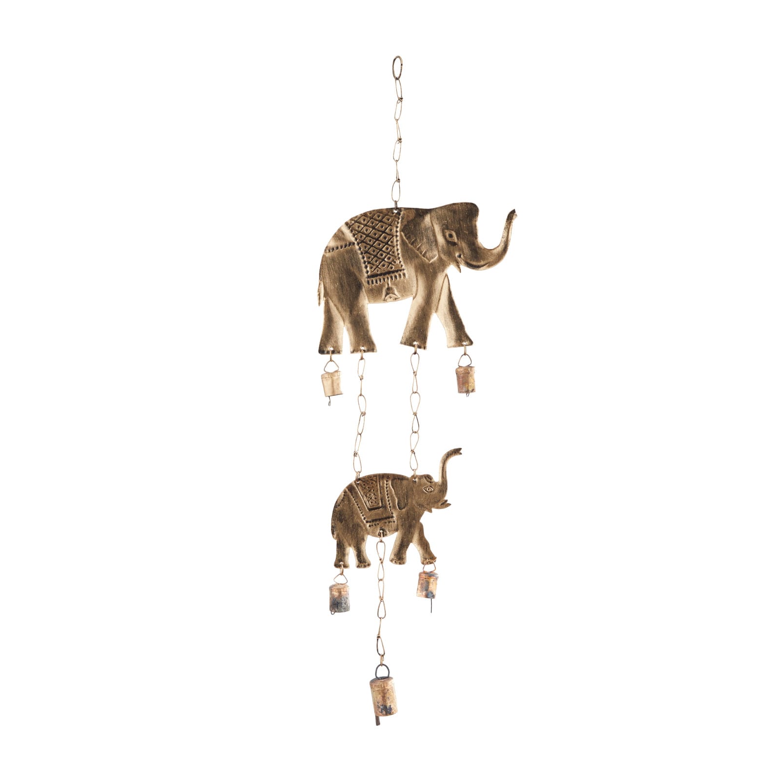 Brass Metal Eclectic Windchime, 10&#x22; x 2&#x22; x 28&#x22;
