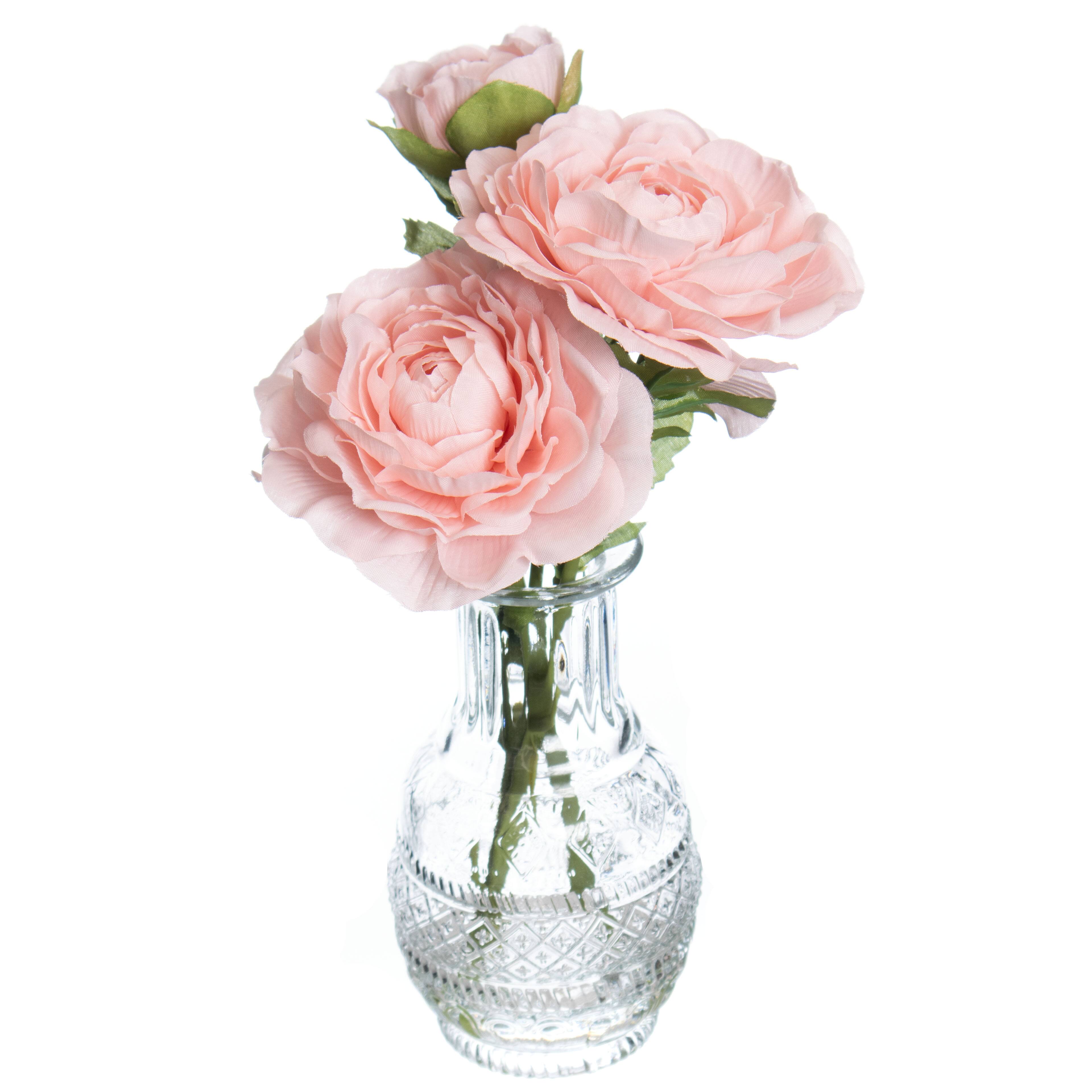 9.5" Premade Ranunculus in Glass Vase by Ashland®