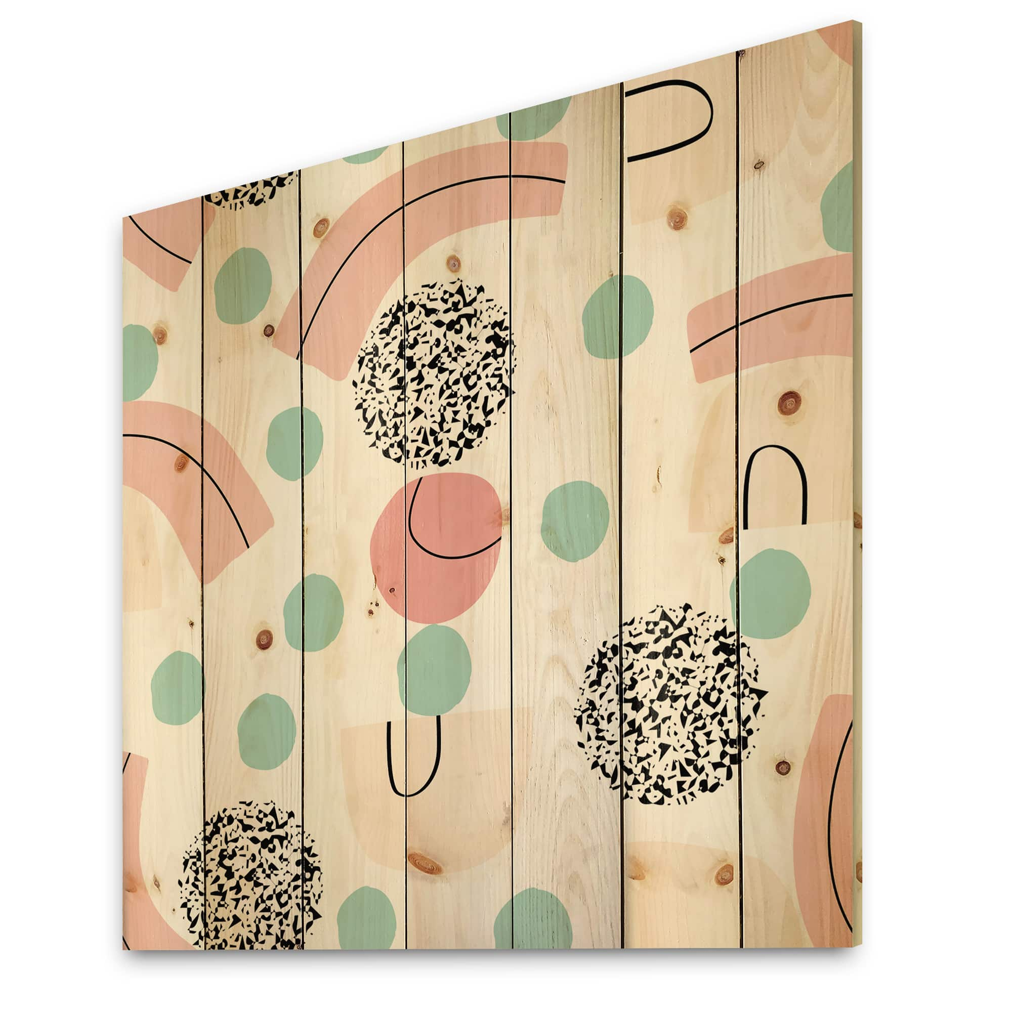 Designart - Organic and Elements In Pastel Tones - Modern Print on Natural Pine Wood