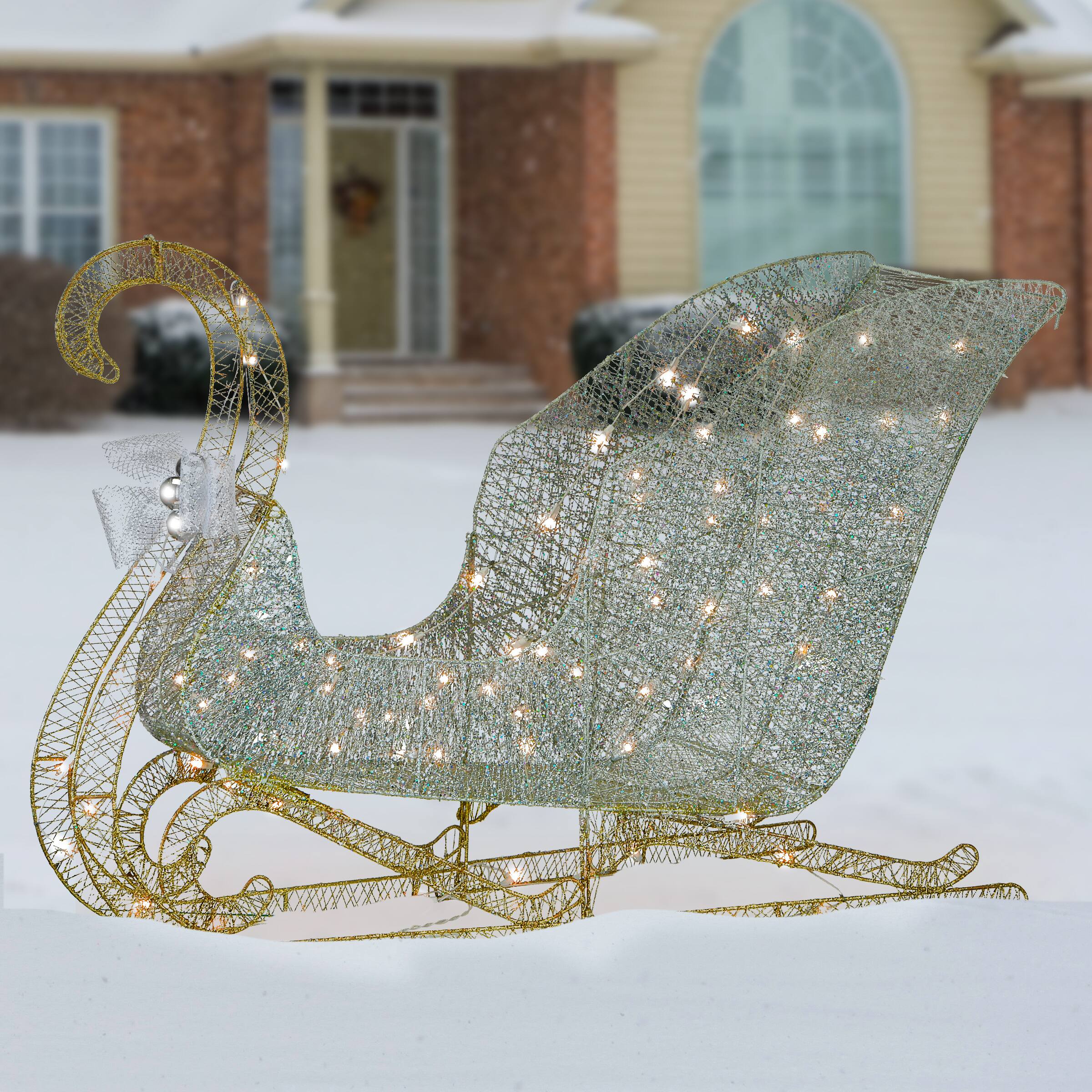 48" Santa’s Sleigh, Clear Mini Incandescent Lights