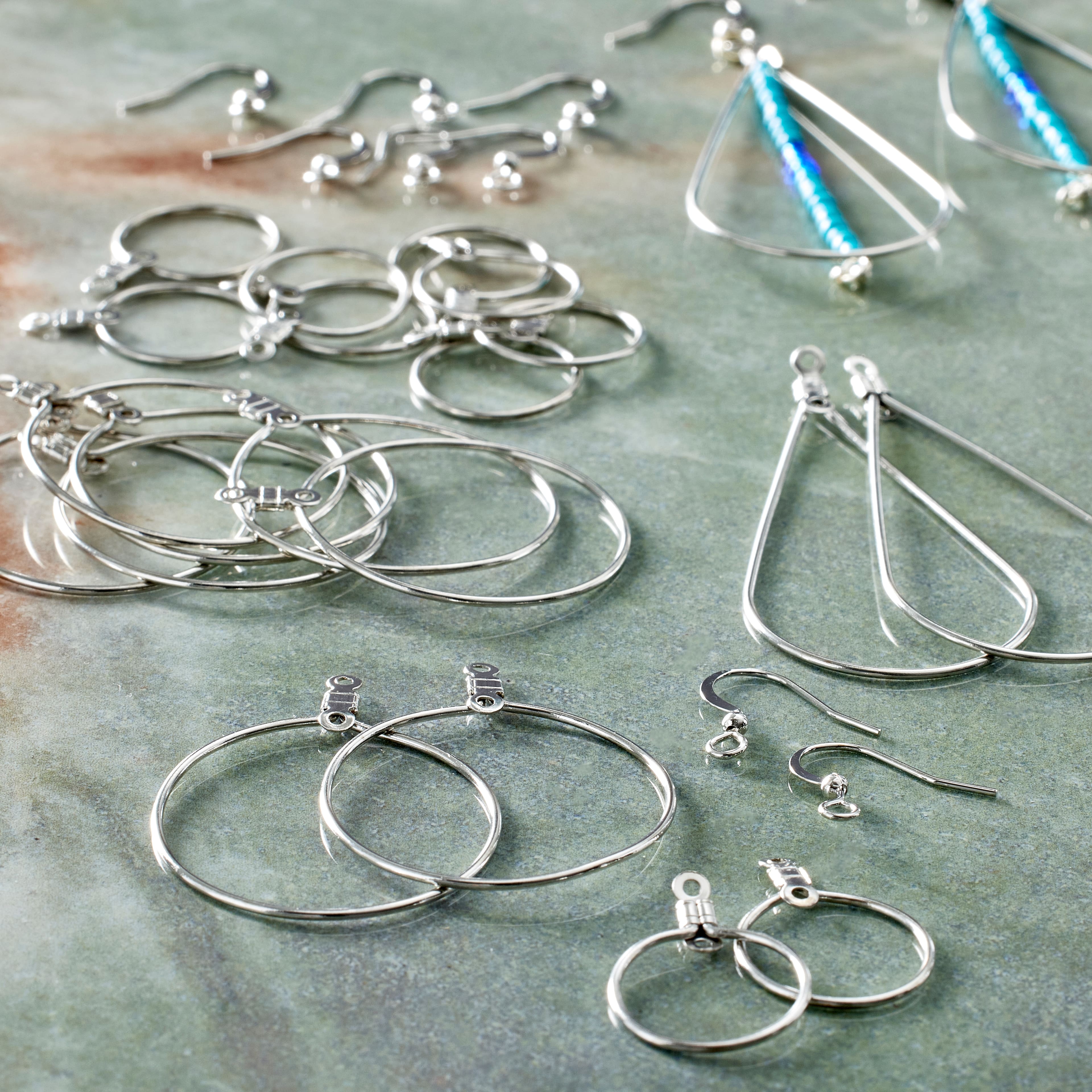 12 Packs: 32 ct. (384 total) Premium Metals Mixed Rhodium Ear Wires by Bead Landing&#x2122;