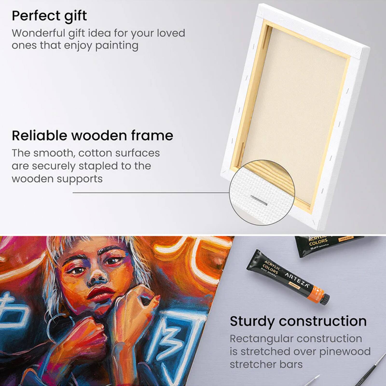 Arteza® 8" x 10" White Stretched Canvases