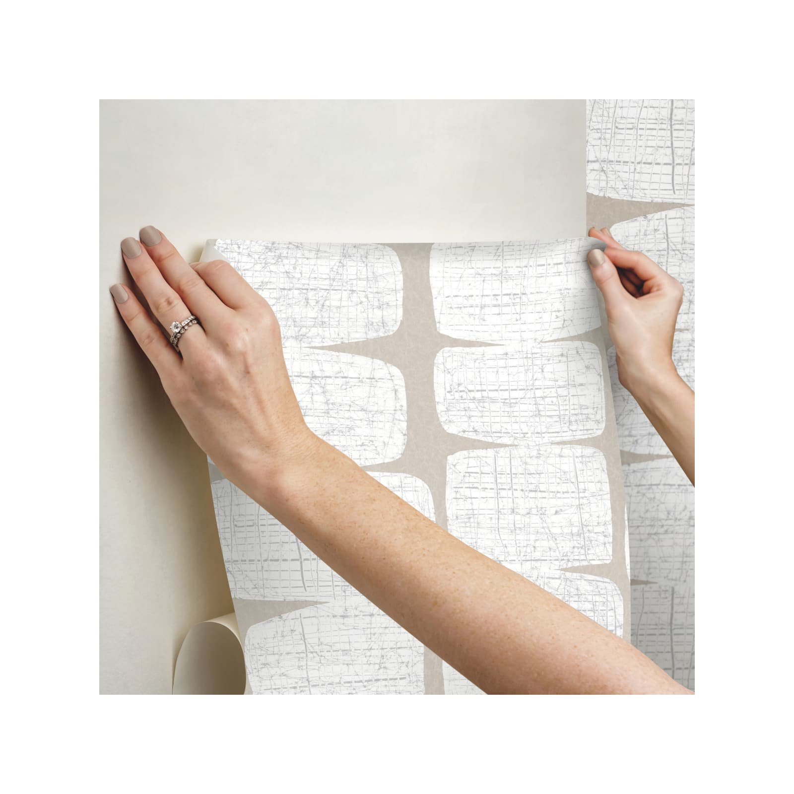 RoomMates White Mid-Century Beads Peel & Stick Wallpaper