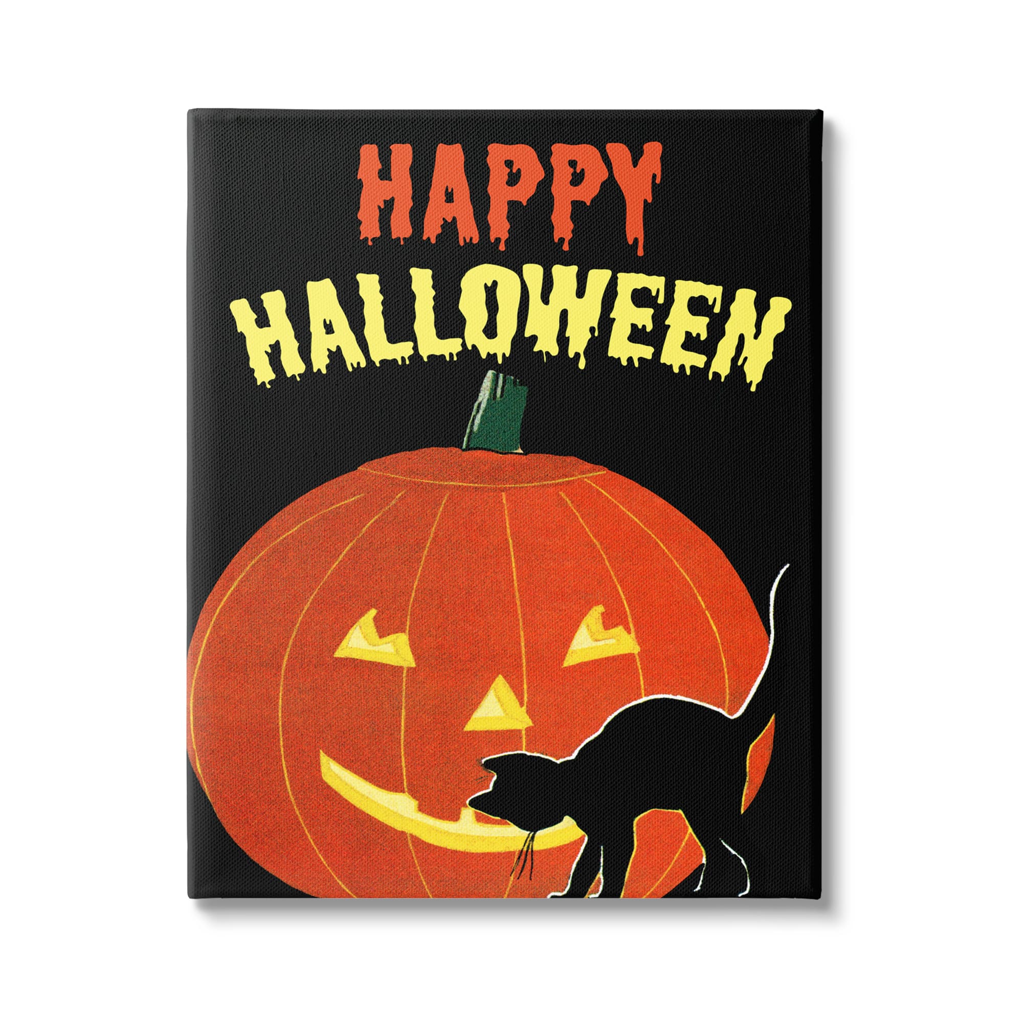 Stupell Industries Happy Halloween Haunted Jack-o-Lantern Canvas Wall Art