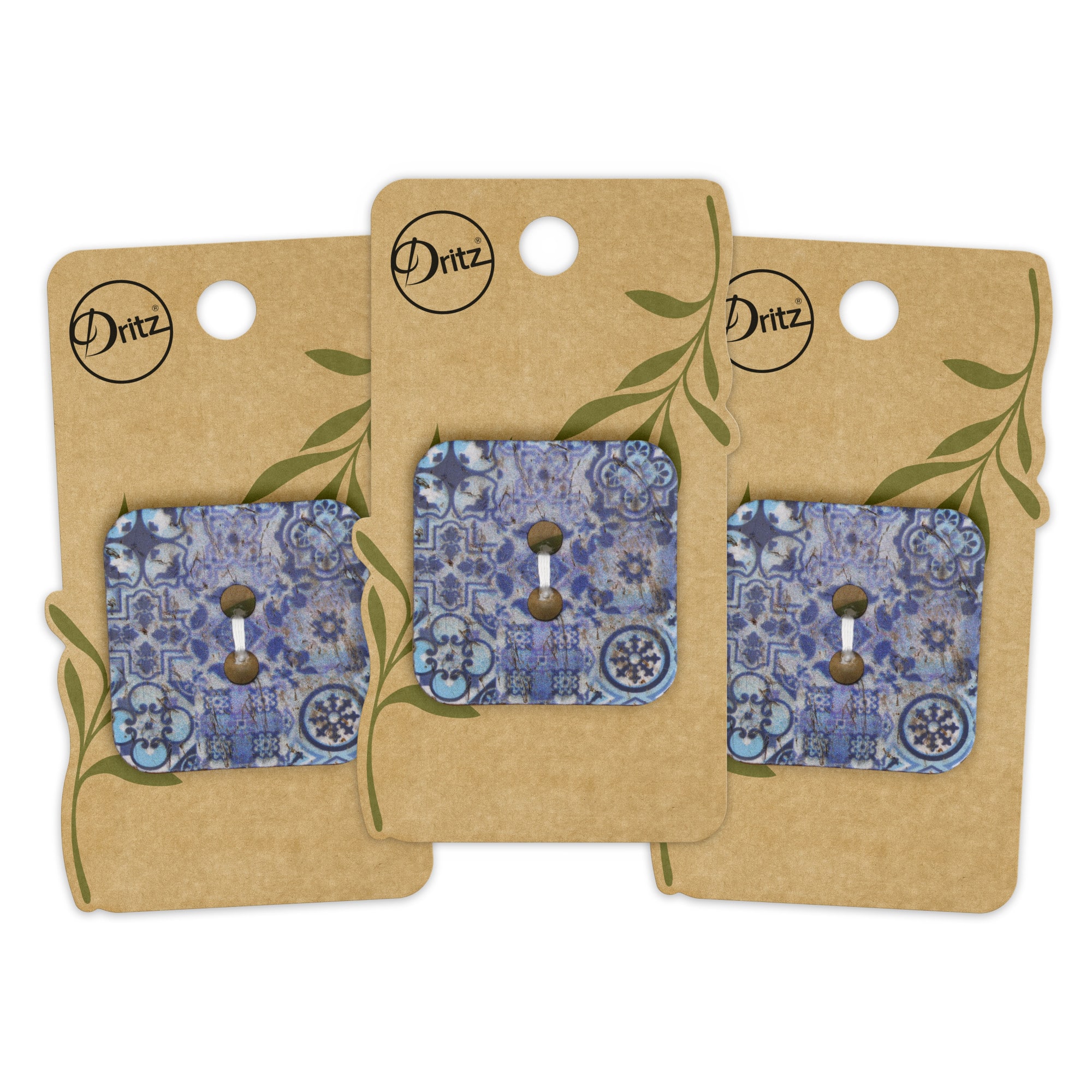 Dritz® 35mm Blue Sustainable Coconut Square Button, 3ct.