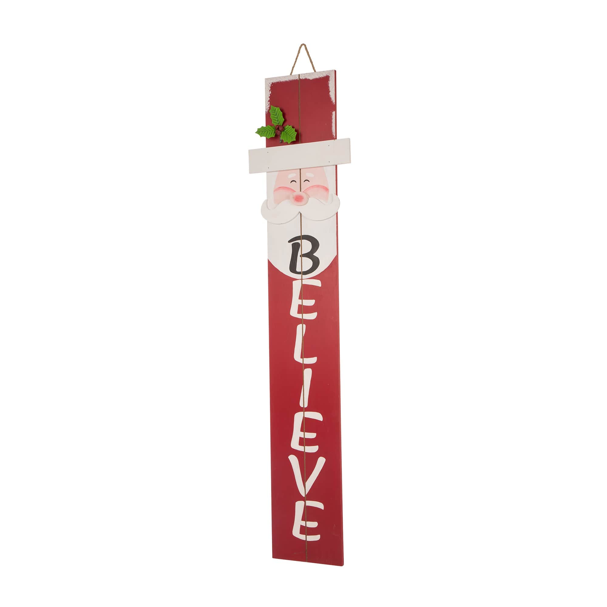 Glitzhome® 3.5ft. Wooden Believe Santa Porch Sign