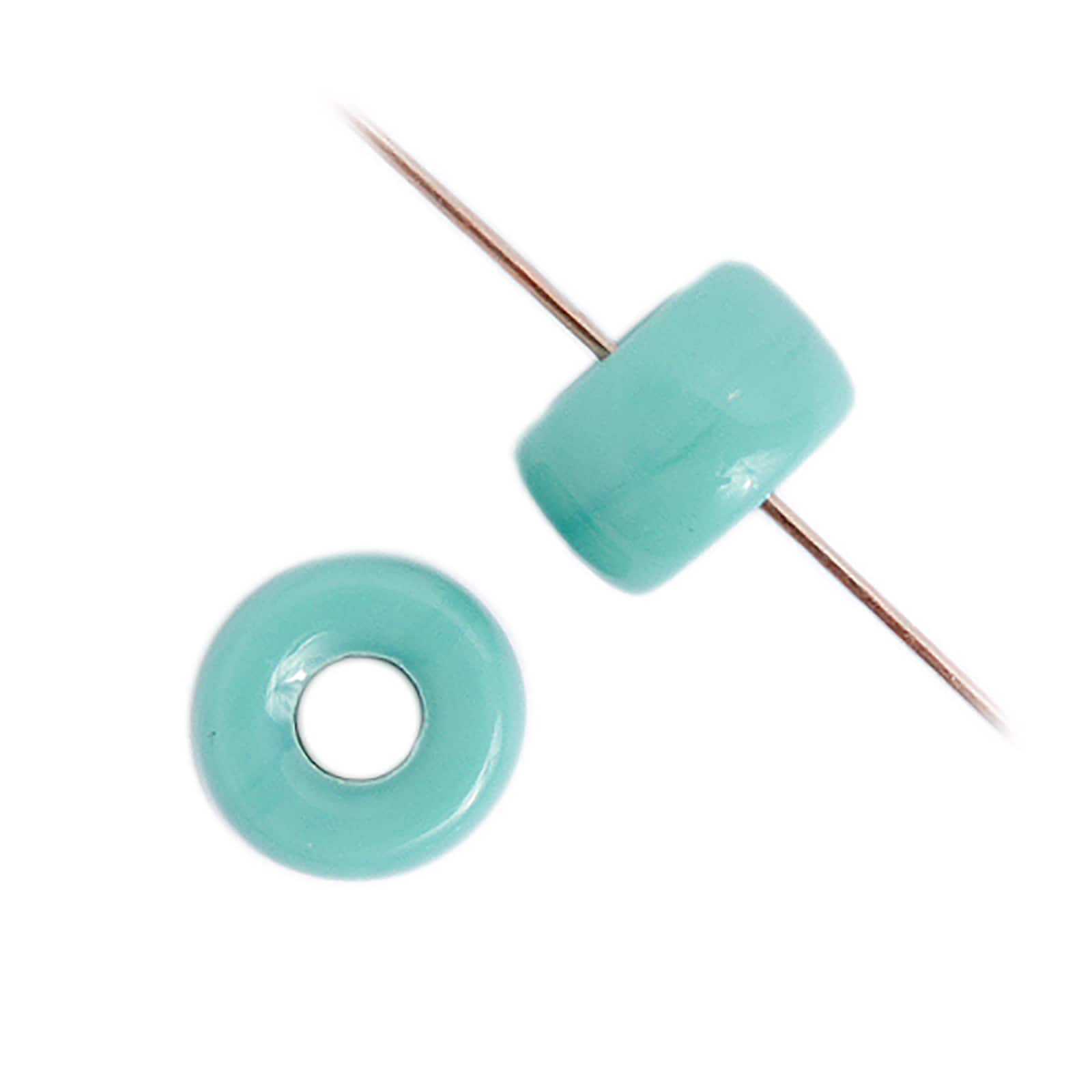 John Bead 9mm Opaque Turquoise Czech Glass Crow Beads, 100ct.