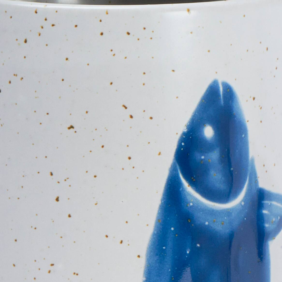 Hello Honey® 12oz. Antique White and Blue Farmhouse Hand Painted Stoneware Mugs Set with Painted Flora and Fauna