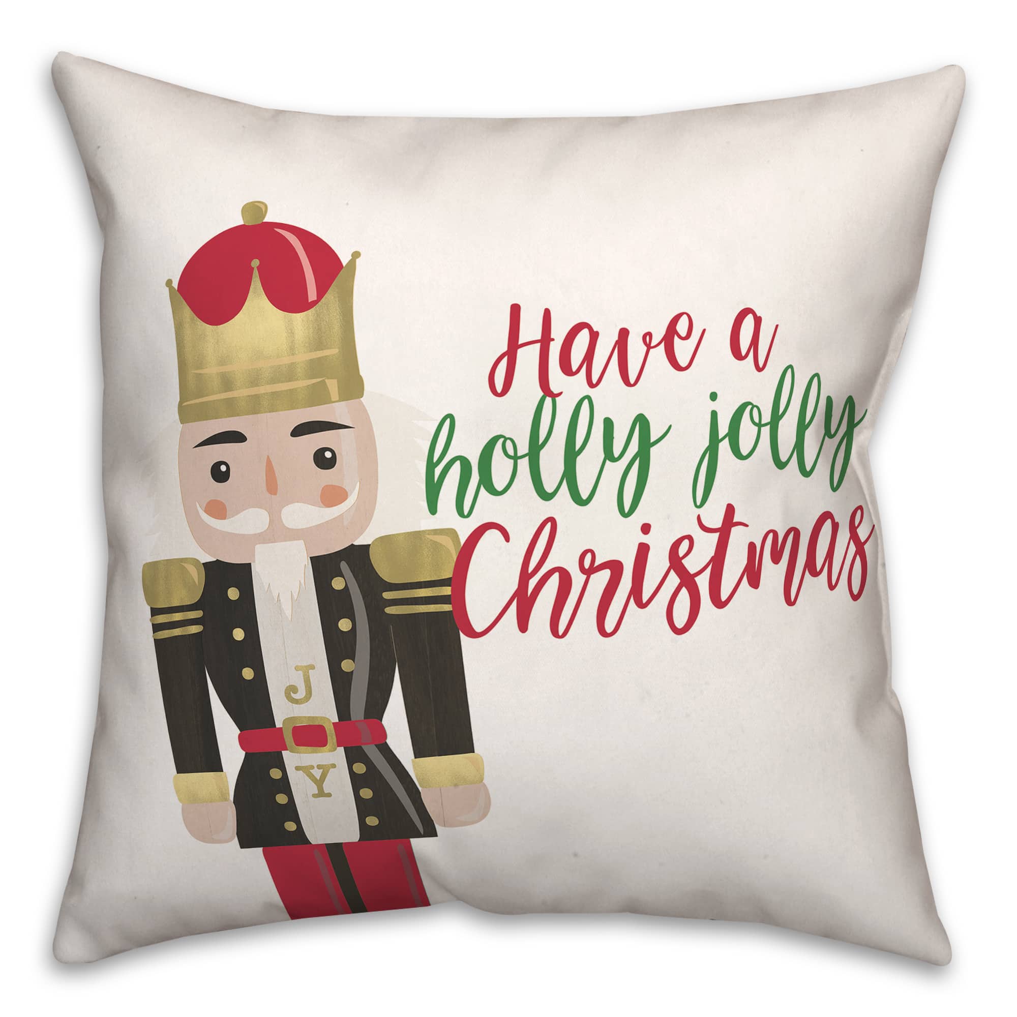 Holly Jolly Nutcracker 18x18 Throw Pillow