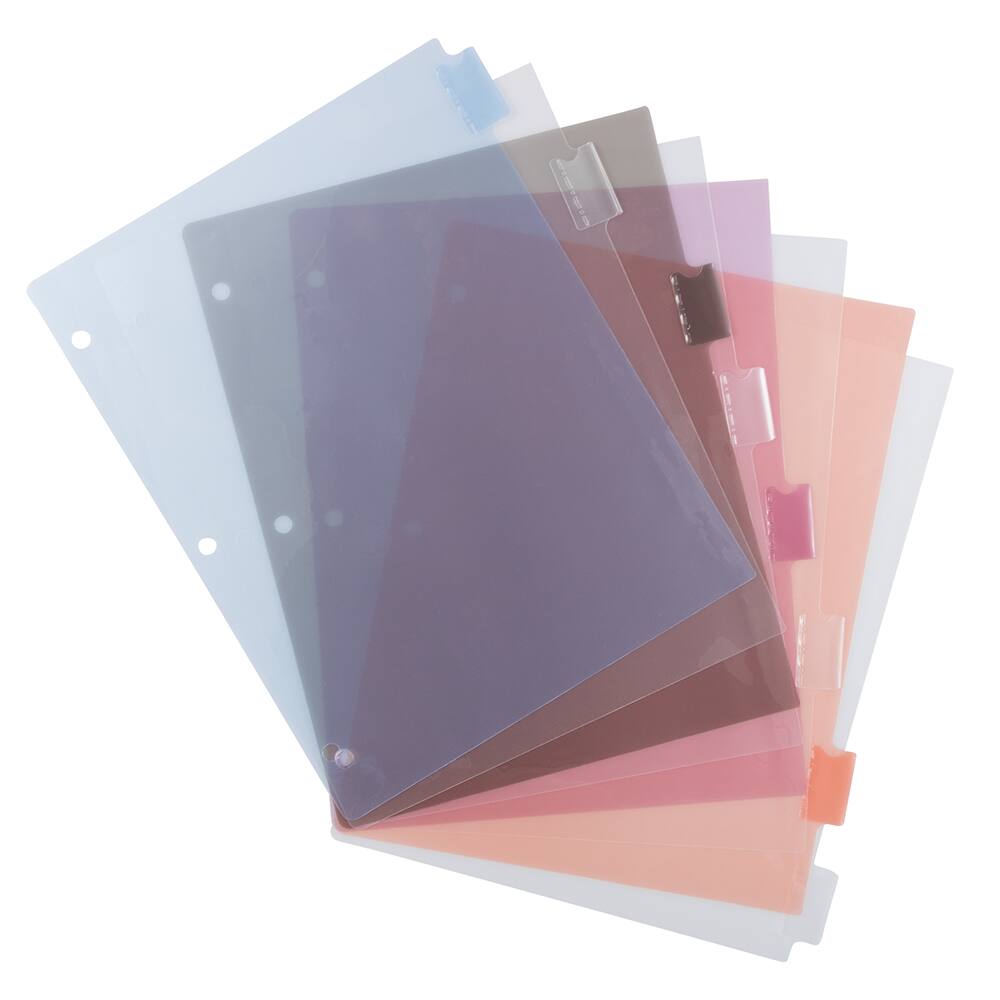 JAM Paper 8.5&#x22; x 11&#x22; 8-Tab Plastic Index Tab Dividers, 6 Pack