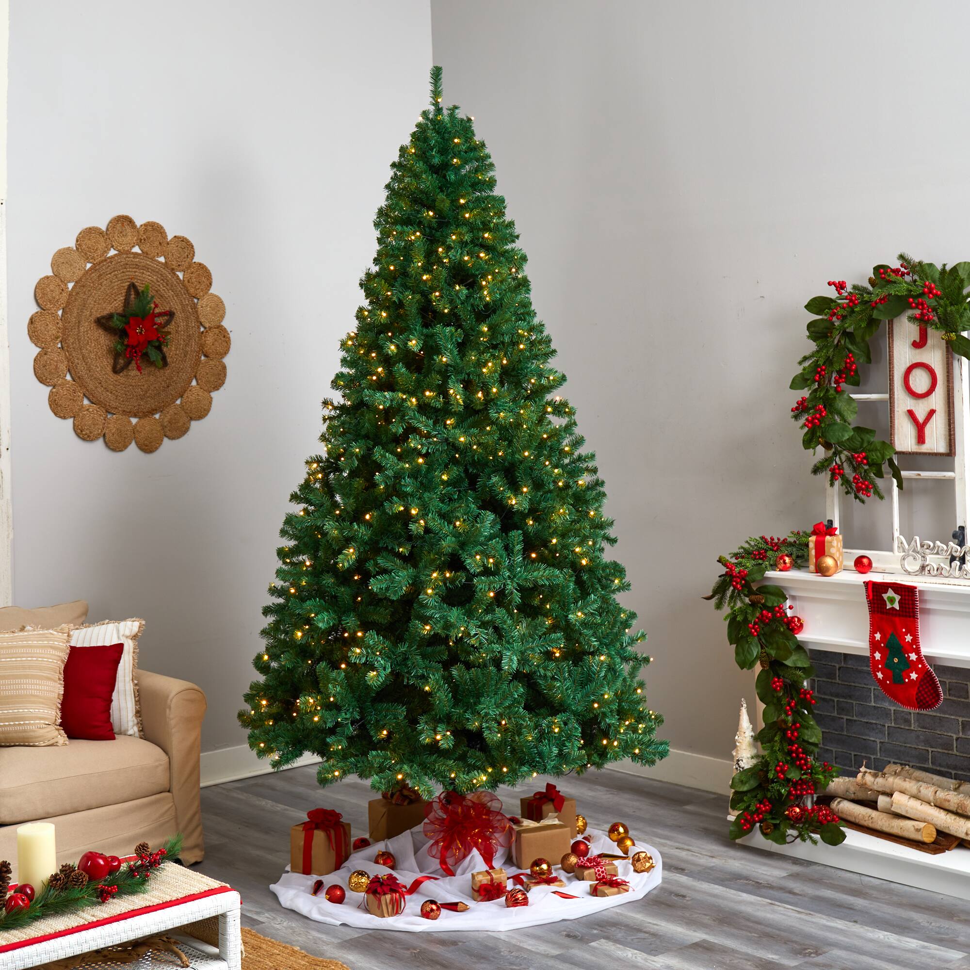 9ft. Pre-Lit Northern Tip Artificial Christmas Tree, Clear LED Lights