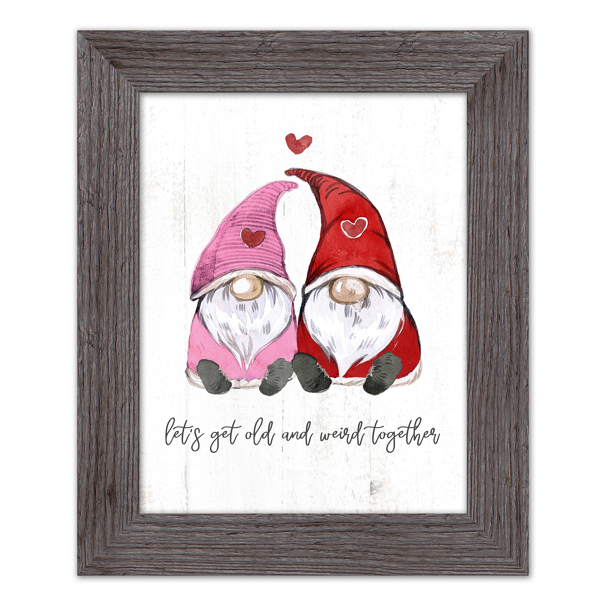Get Old And Weird Together Gnomes Western Gray Framed Print