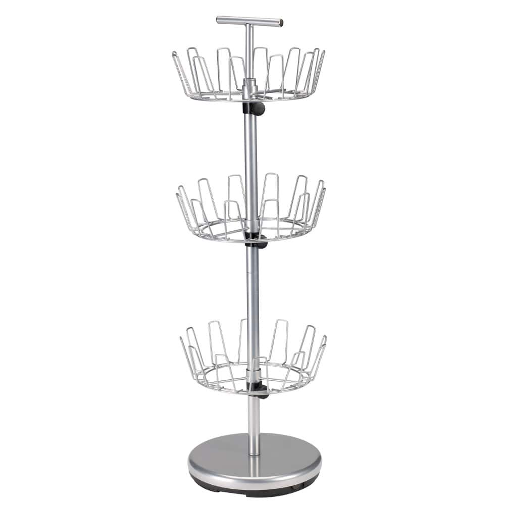 Household Essentials 38" Silver 3-Tier Revolving Shoe Tree