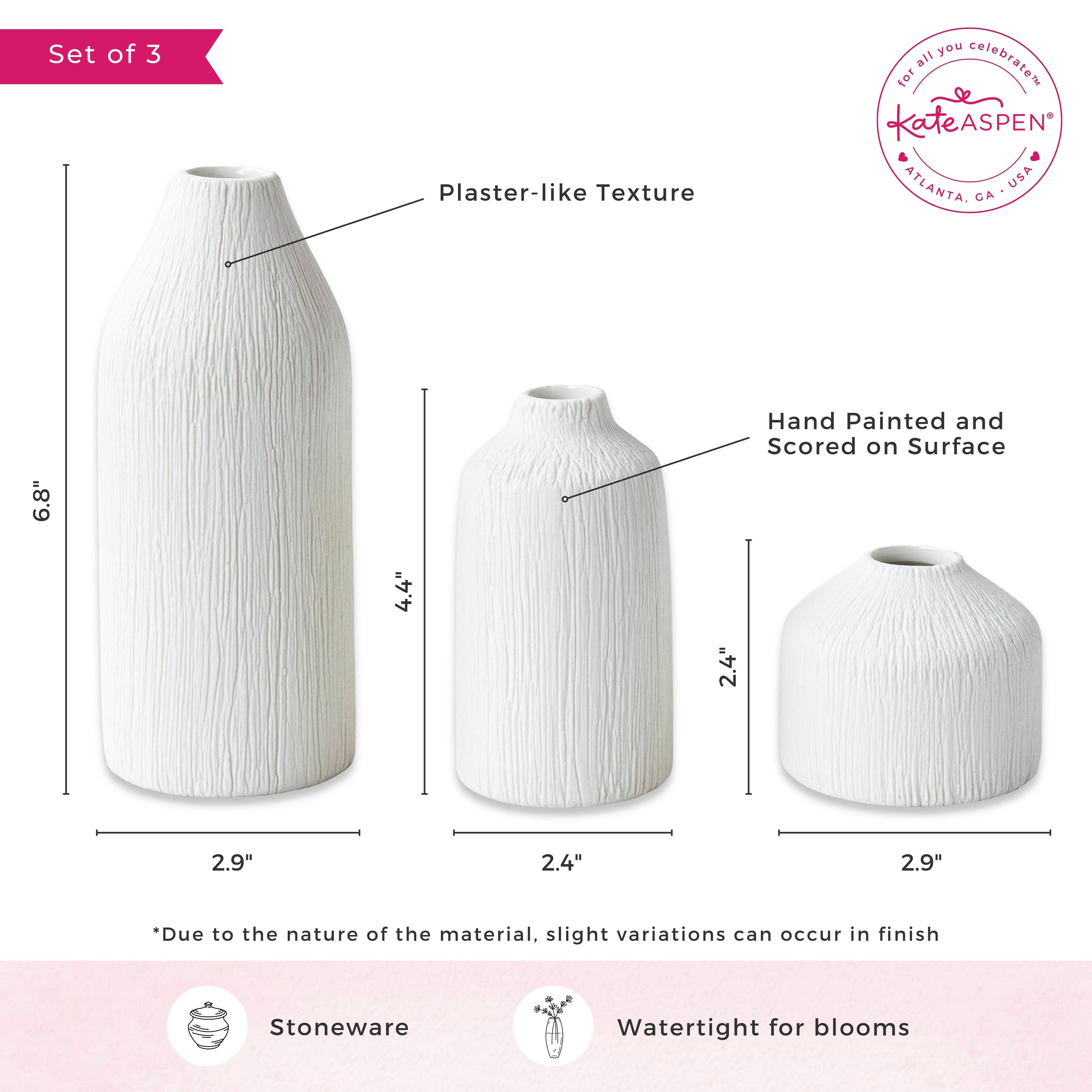 Kate Aspen® White Boho Ceramic Bud Vase Set