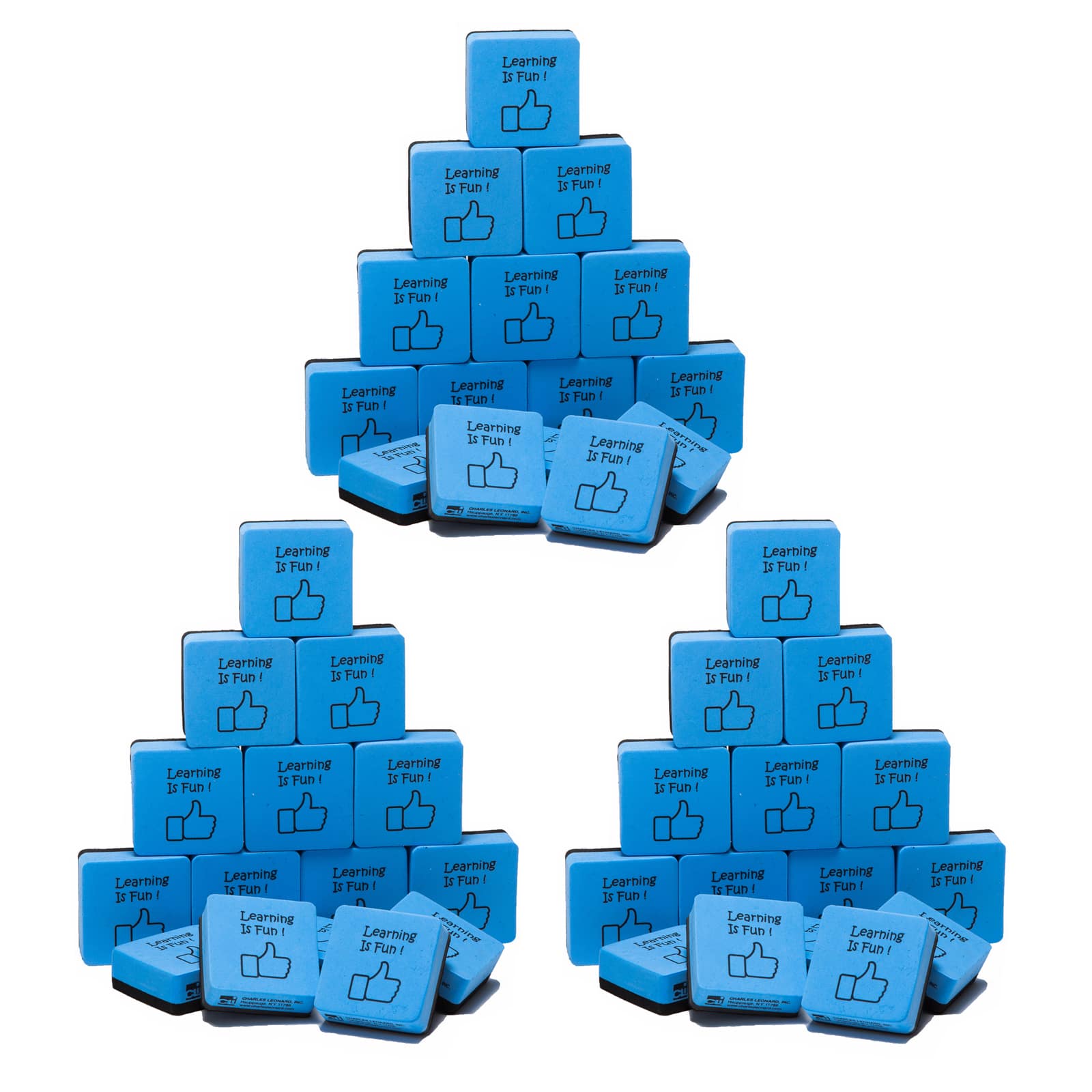 4 Packs: 3 Packs 15 ct. (180 total) Charles Leonard Blue & Black Learning is Fun Mini Whiteboard Erasers