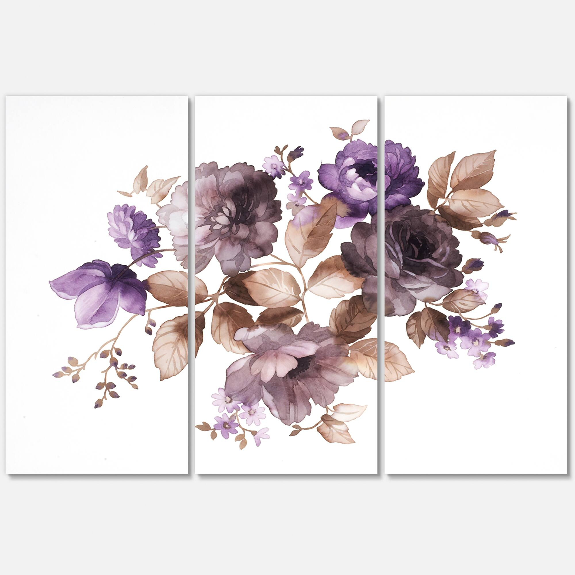 Designart - Retro Flowers With Leaves