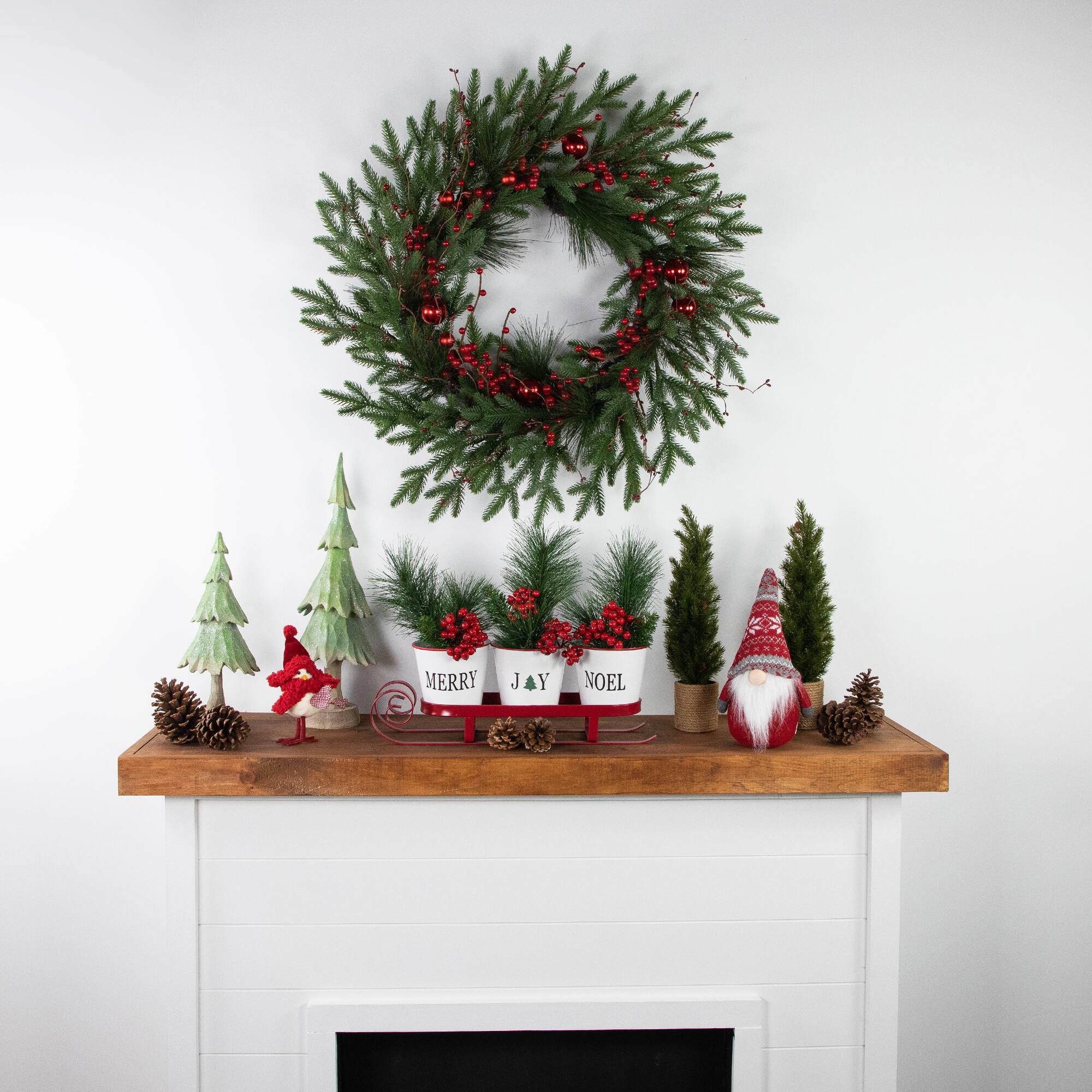 18.75&#x22; Red Sleigh with Sentiment Buckets Christmas Table Centerpiece