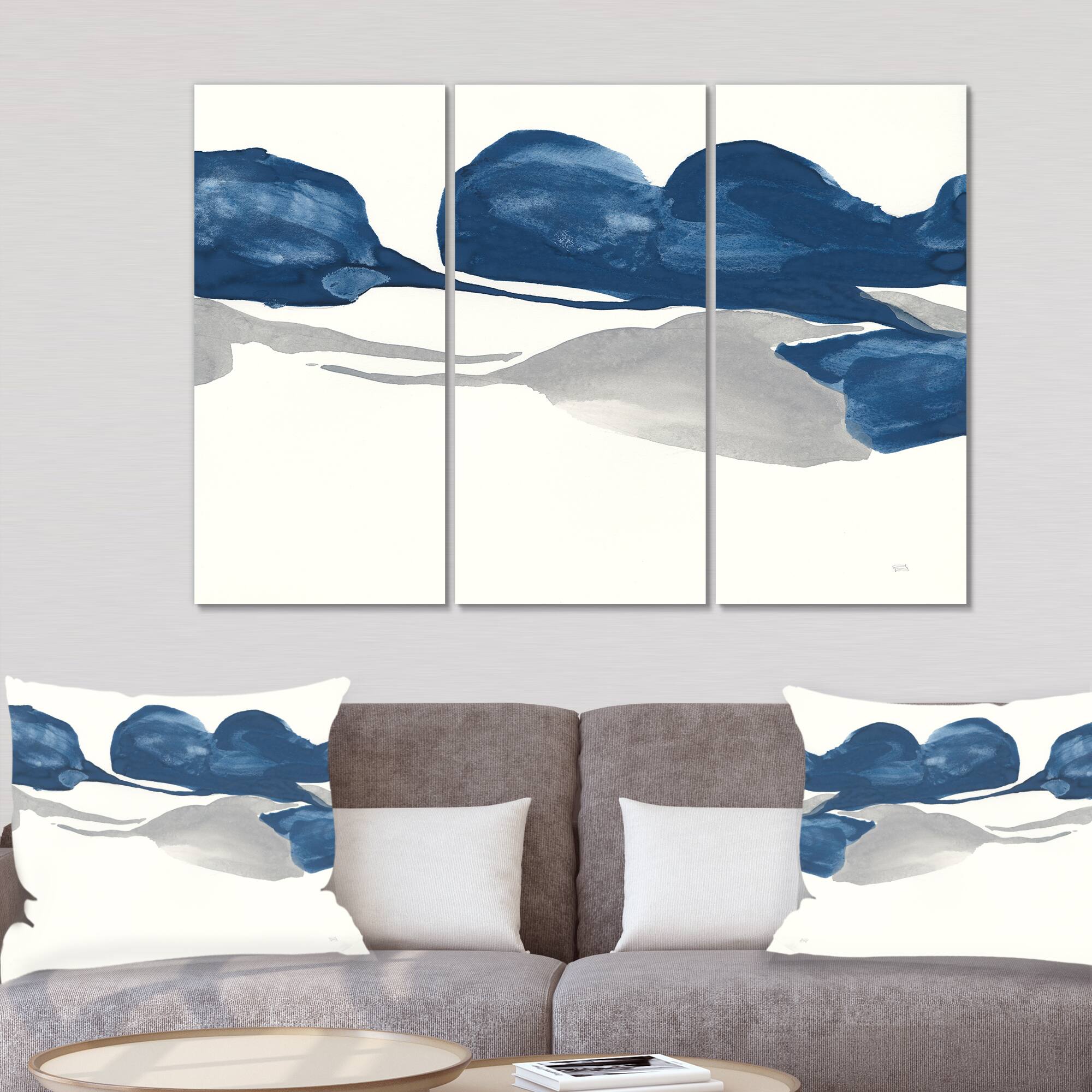 Designart - Gouache Sapphire on Gray III